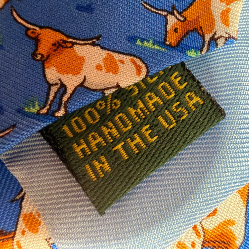 Bird Dog Bay Longhorn Country Silk Tie Hand Made USA Designer Necktie NWT