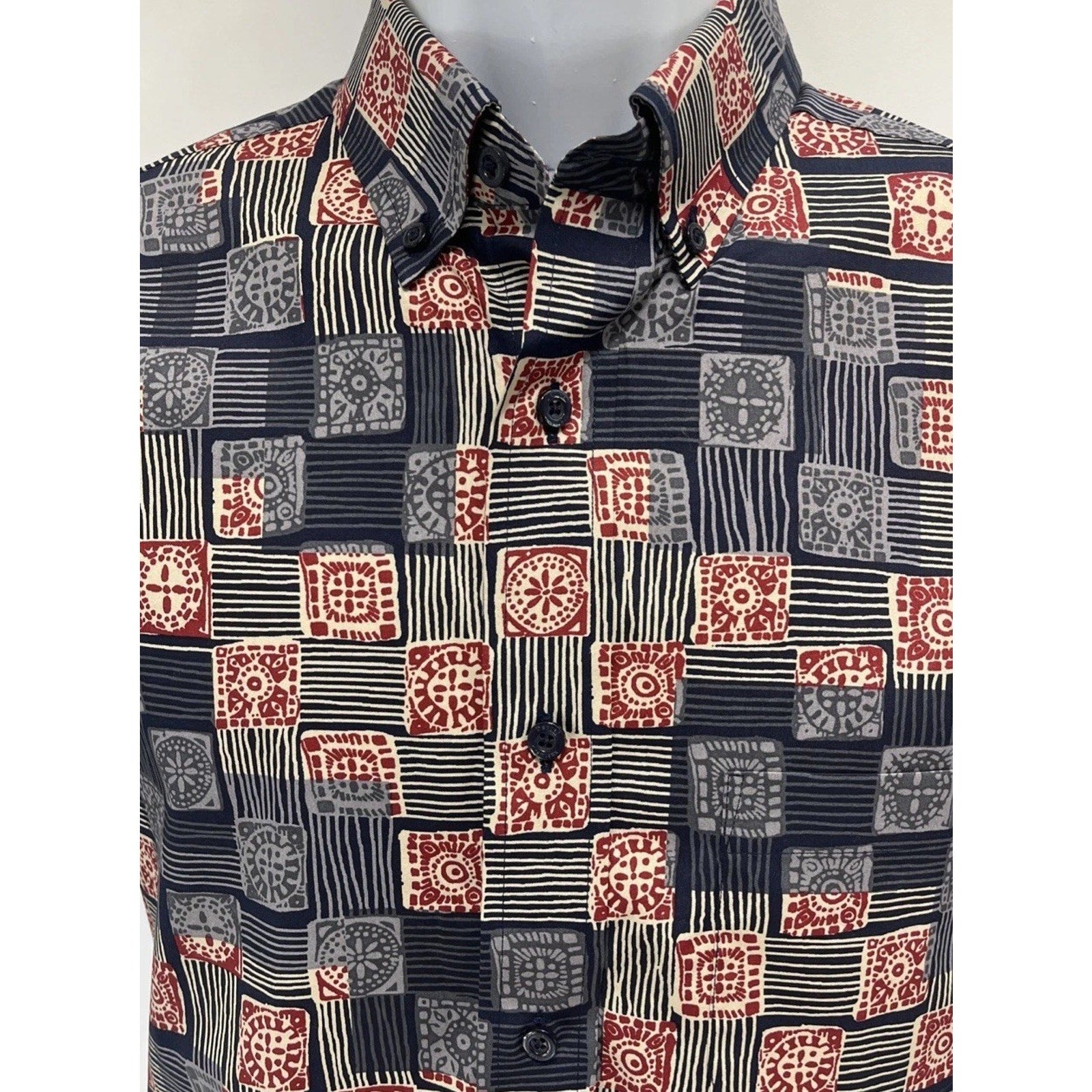 Daniel Cremieux Signature Collection Shirt Men’s M Navy Red Allover Print Cotton