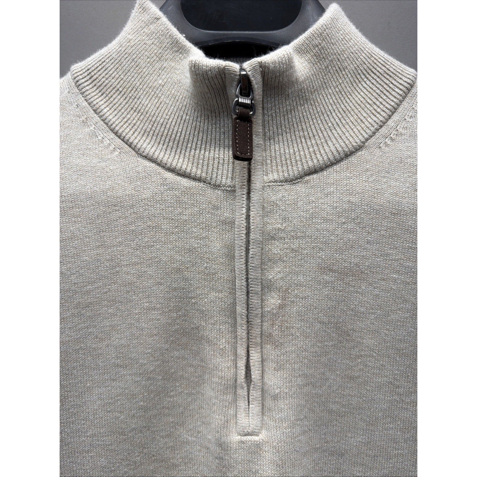 Roundtree & York Sweater Mens M Ivory Oatmeal 1/4 Zip Pullover Preppy Casual