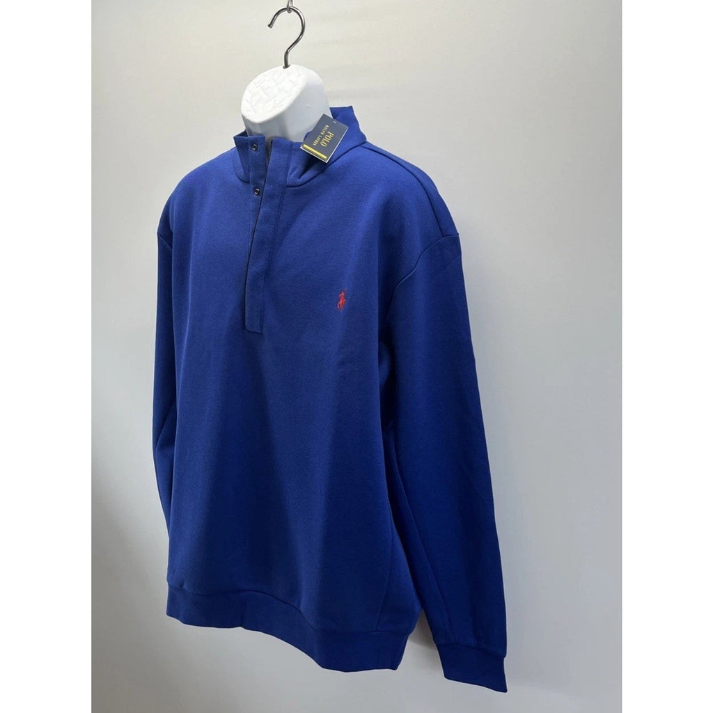 New Polo Ralph Lauren Performance Hidden 1/4 Snap Collar Sweatshirt Navy Large T