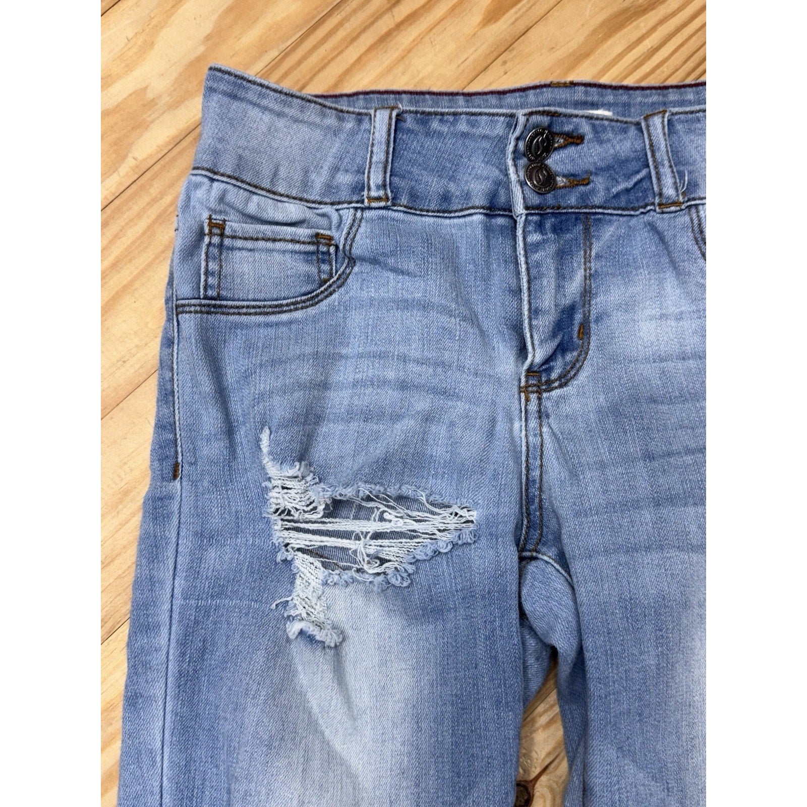 Cello Stretch Skinny Jeans Blue Denim Distress Ripped Ankle Pants Women’s Jr 5