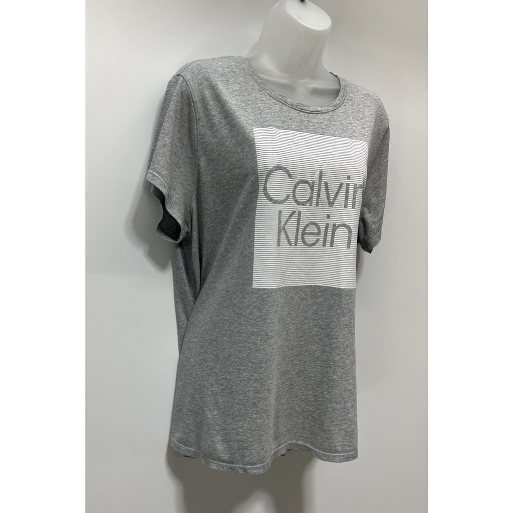 Calvin Klein Performance Womens 1X Gray Short Sleeve Shirt With White Logo