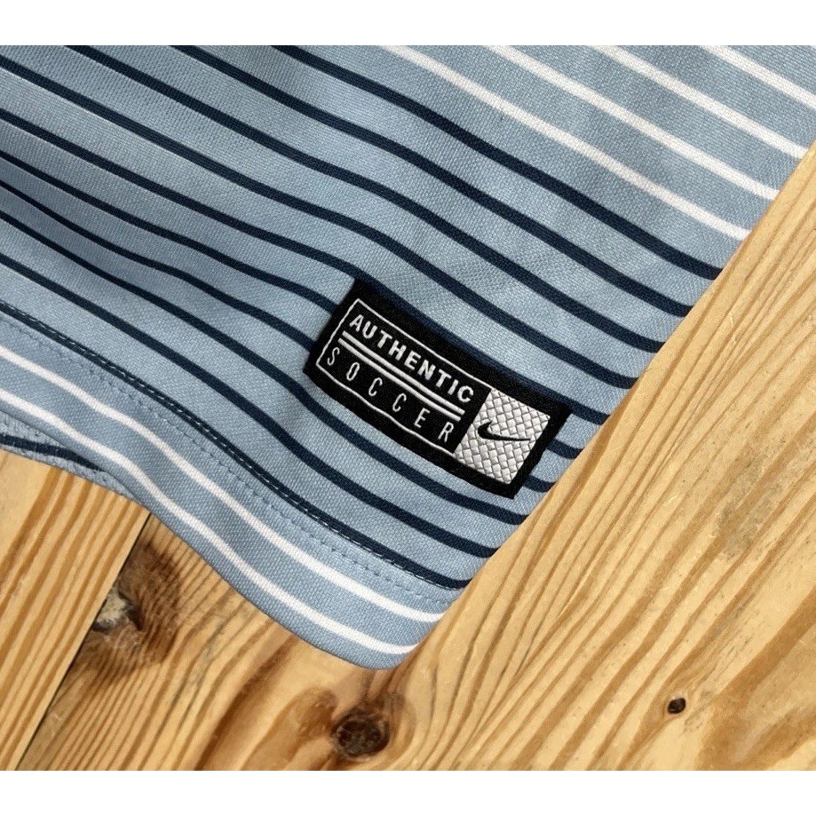 Nike Shirt Mens XL Soccer Blue Striped Activewear Top Dri-Fit