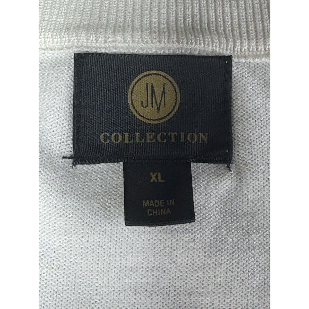 JM Collection XL Embellished V-Neck Sweater Top White Short Sleeve NWT