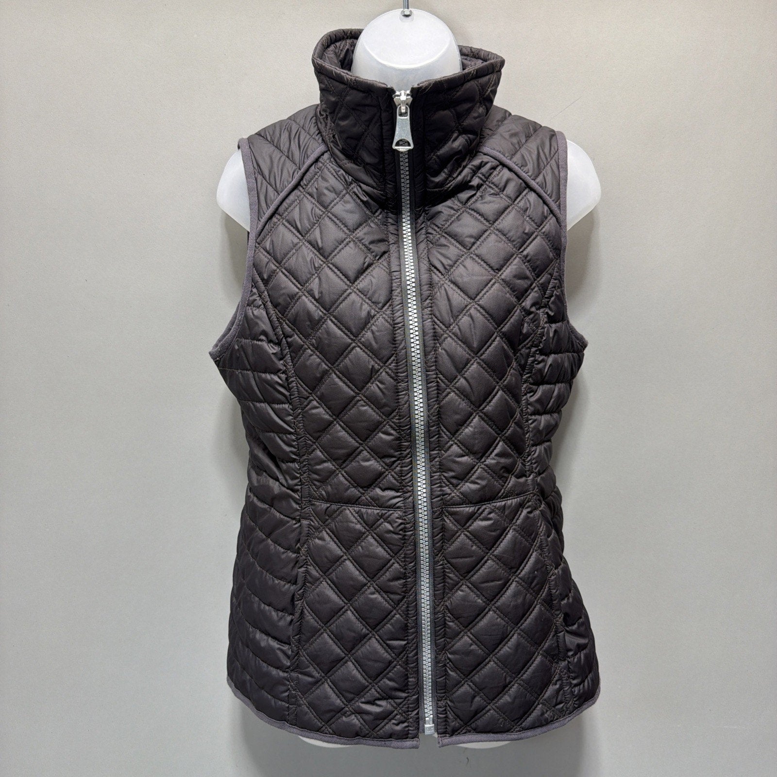 Marc New York Vest Women Small Brown Quilted Puffer Full Zip Gunmetal Outerwear