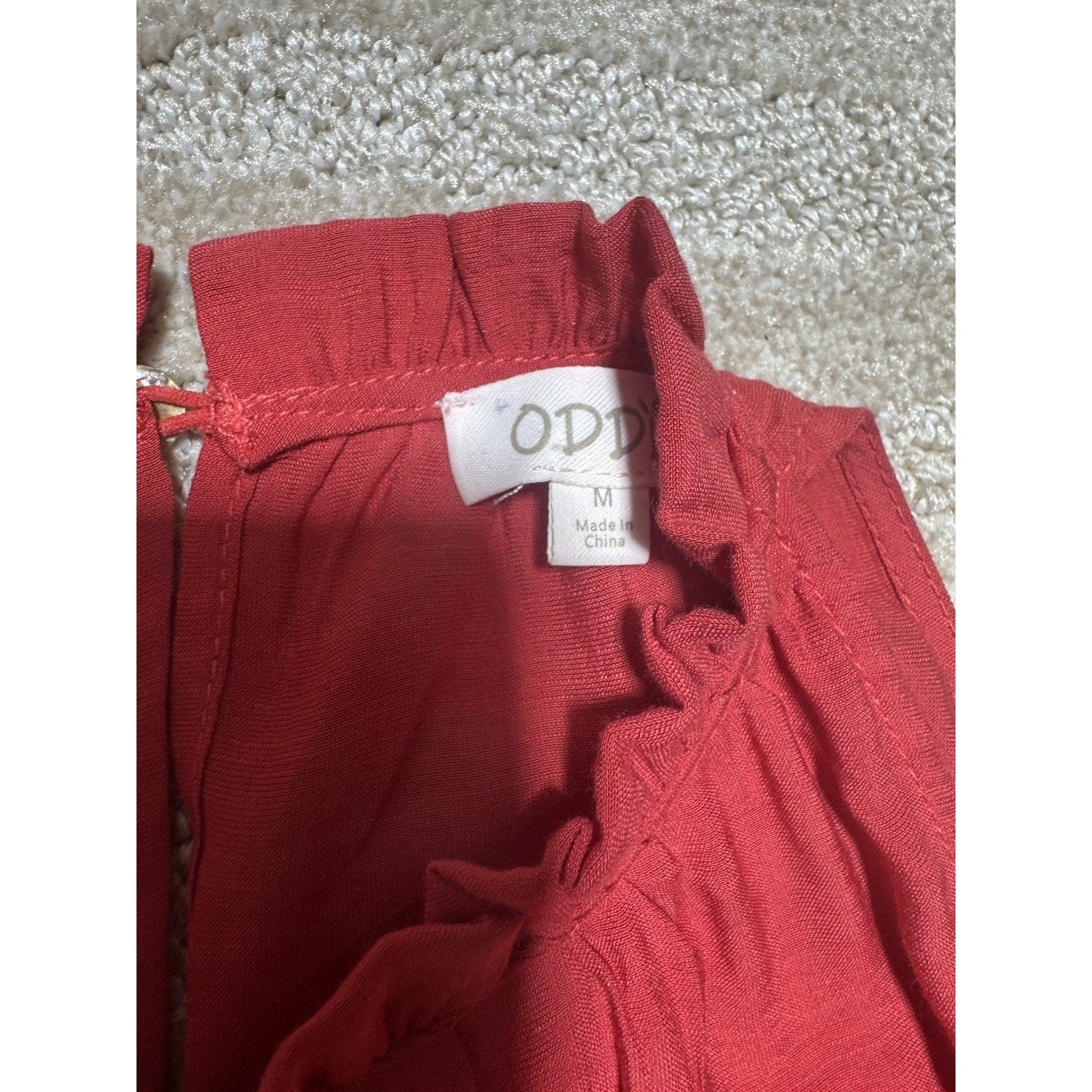 ODDI Womens Medium Red Tiered Ruffle Halter Dress Sleeveless Boho Mini