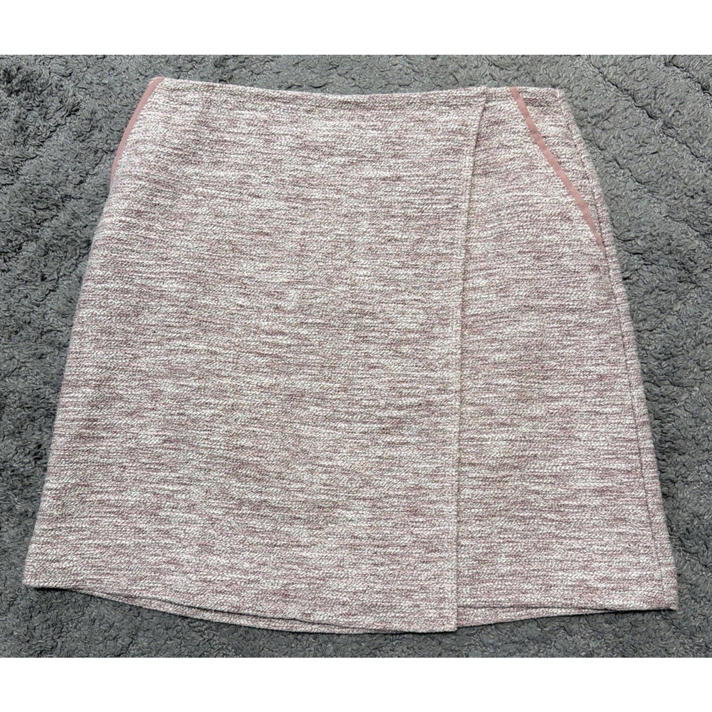 LOFT Tweed Mini Skirt Women’s 8 Pink Marled Boucle Side Zip Pocket Career Preppy