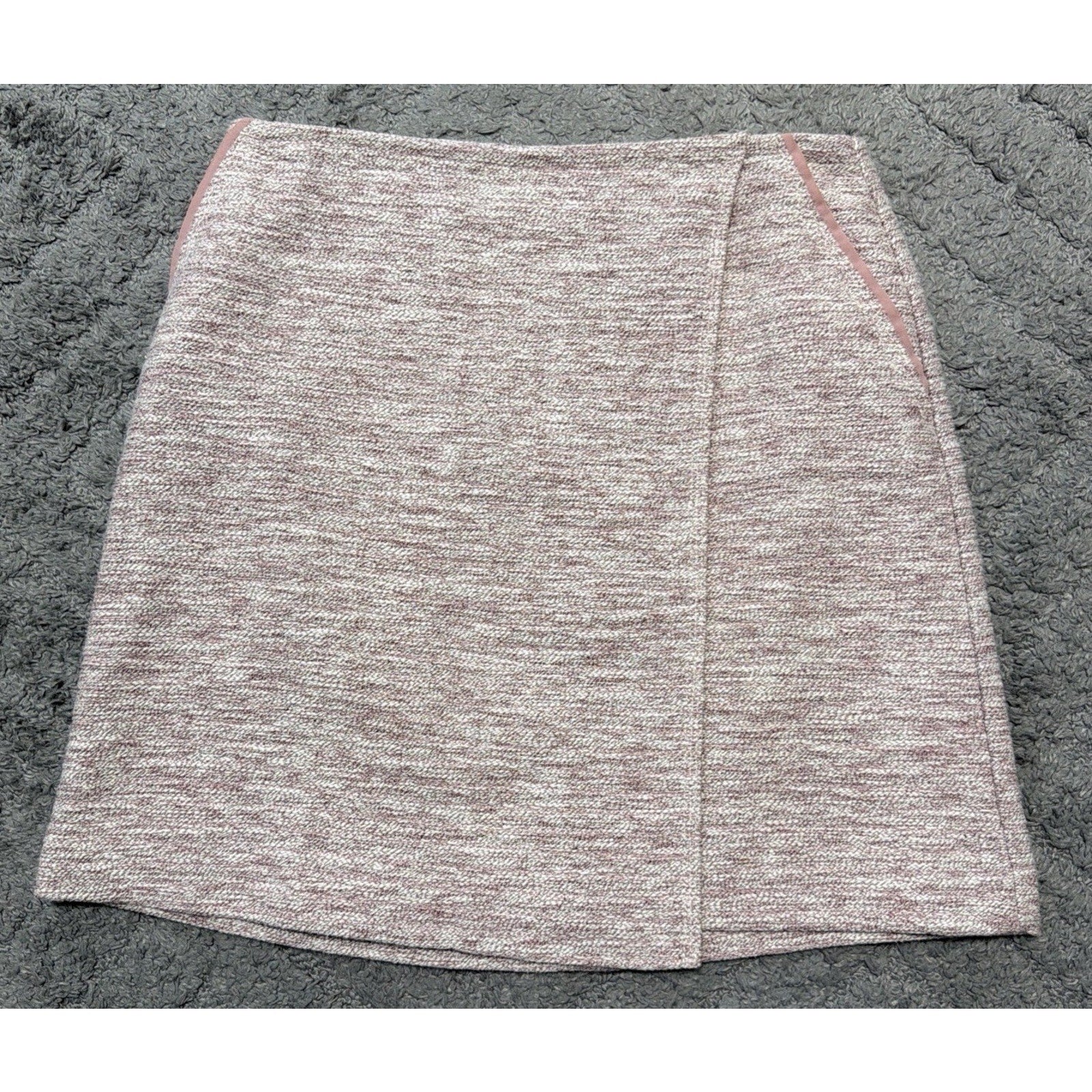 LOFT Tweed Mini Skirt Women’s 8 Pink Marled Boucle Side Zip Pocket Career Preppy
