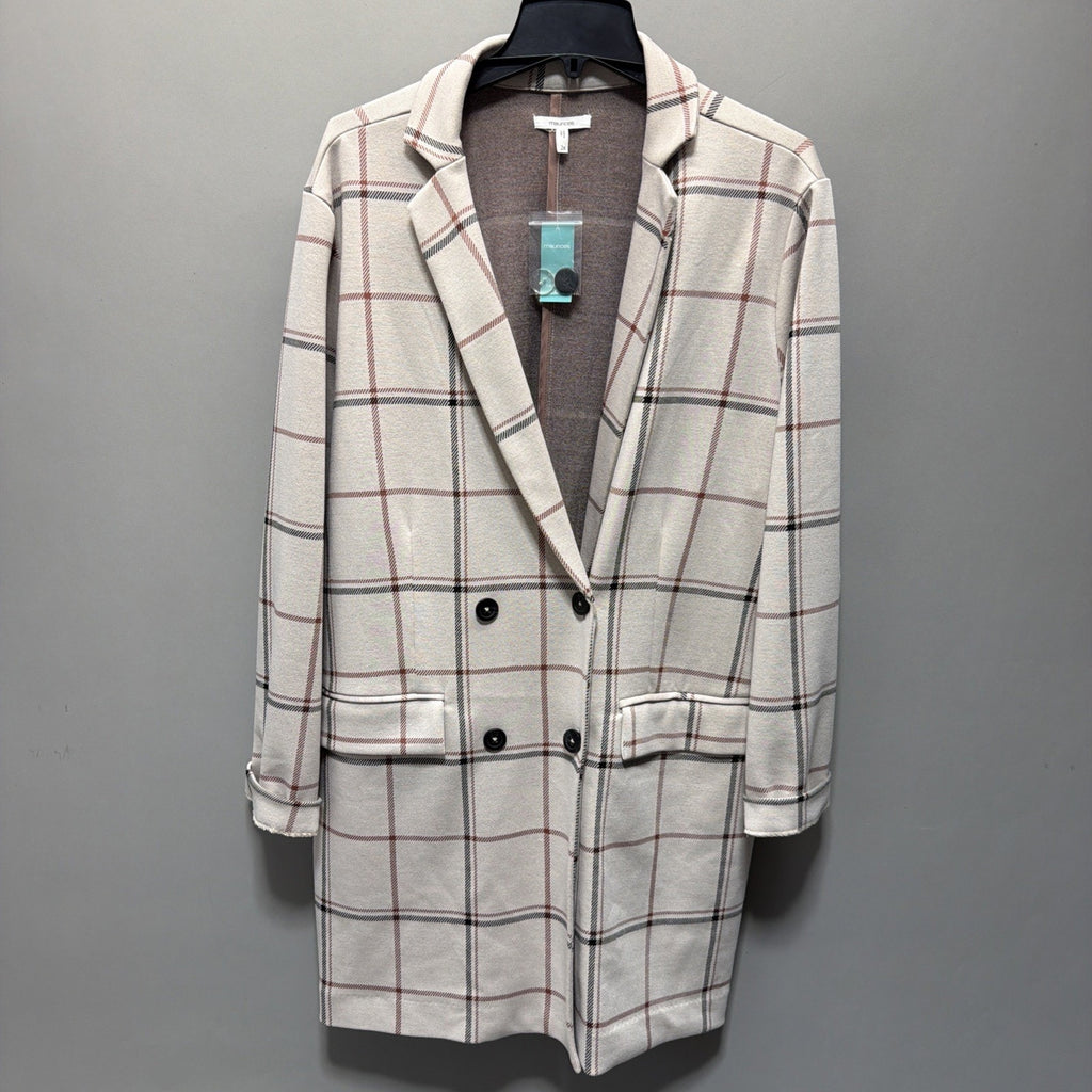 NWT Maurices Double Breasted Plaid Window Pane Duster Blazer Woman Plus Sz 2X