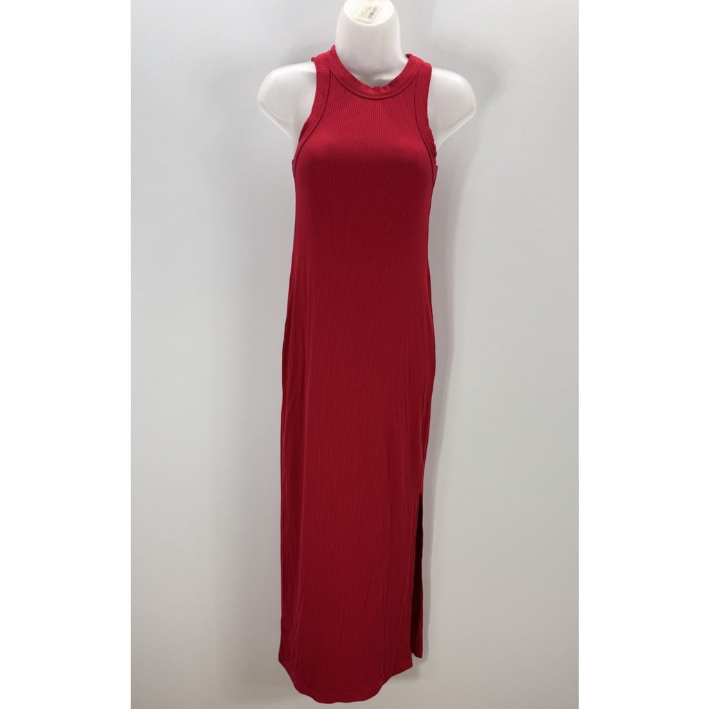 Loft Ann Taylor Red Halter Stretch Knit Side-slit Maxi Dress Size X-Small