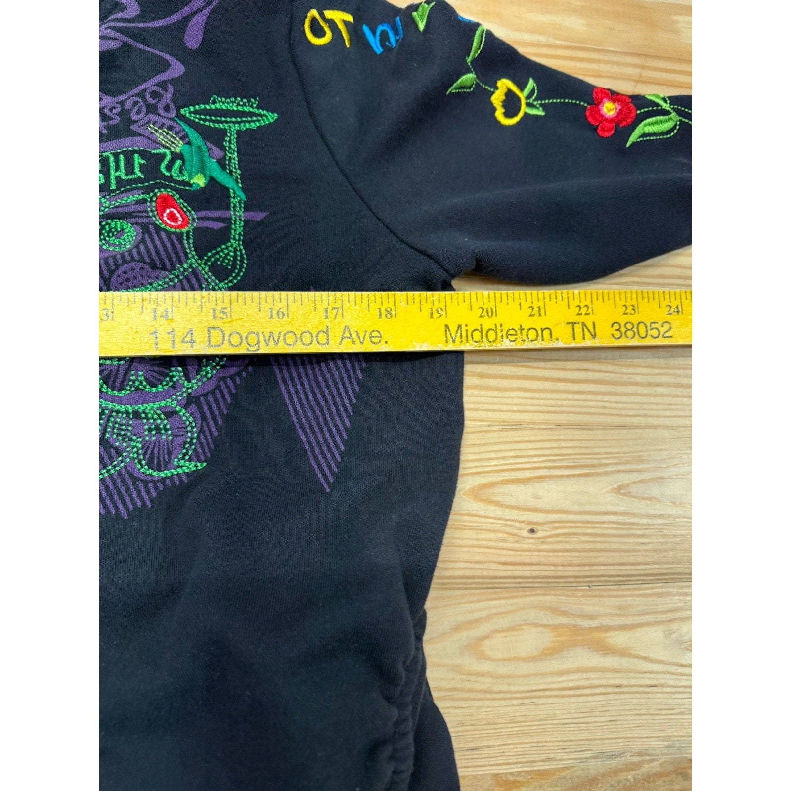 ADORE Juniors XL Embroidered Sweatshirt Hoodie Full Zip Graffiti Colorful