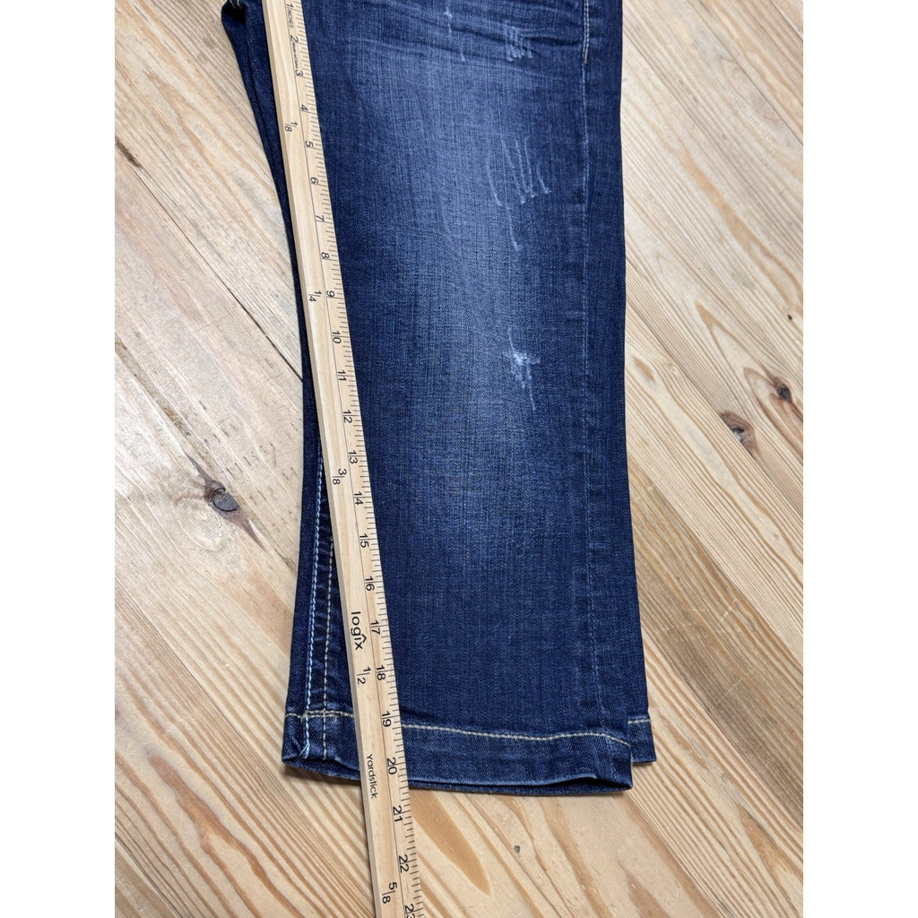 Maurices Dark Wash Distressed Capri Cropped Low Rise Jeans Women’s 9/10 NWT