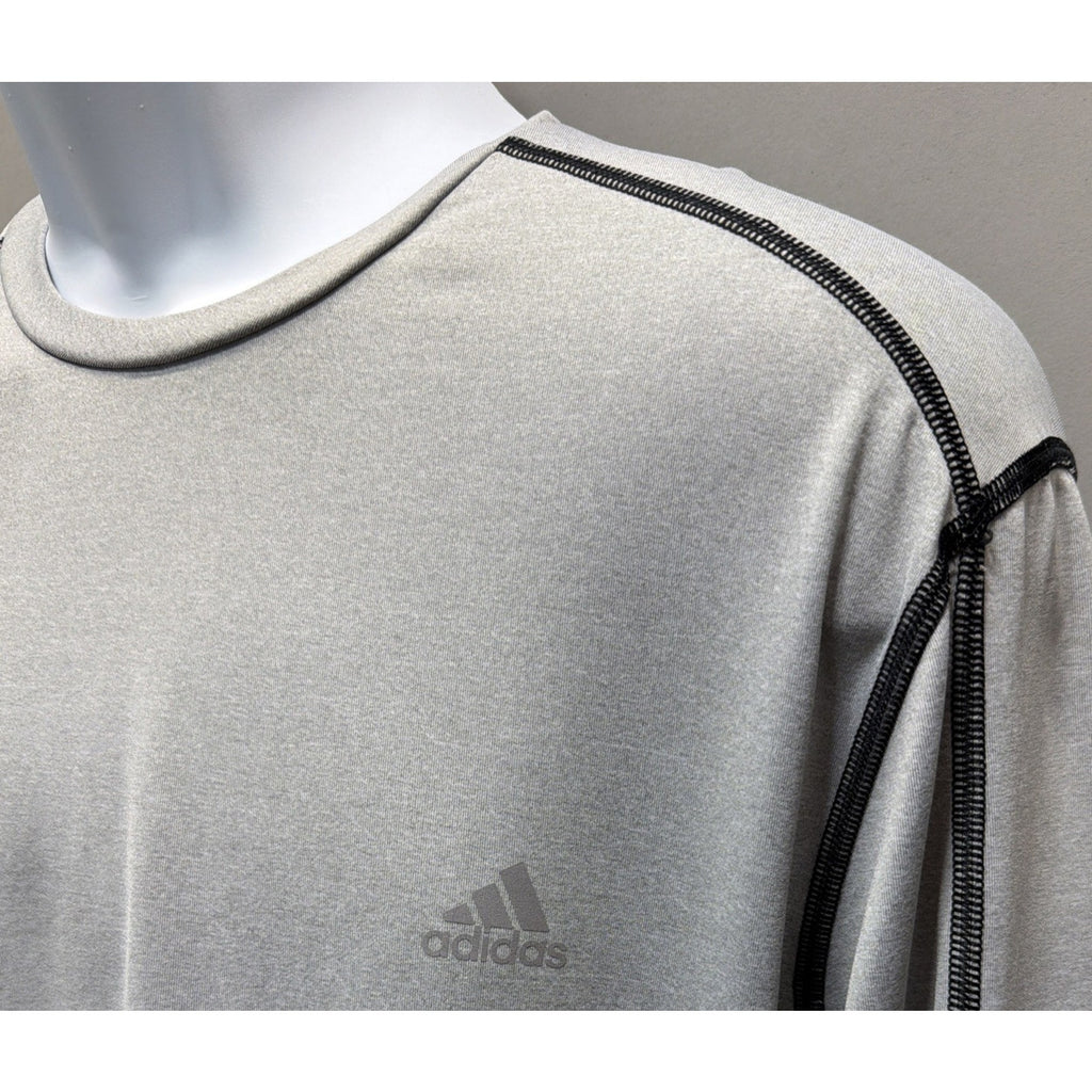 Men's Adidas Clima-Lite Gray Fitted Long Sleeve Top Size L Running Gym Athletic