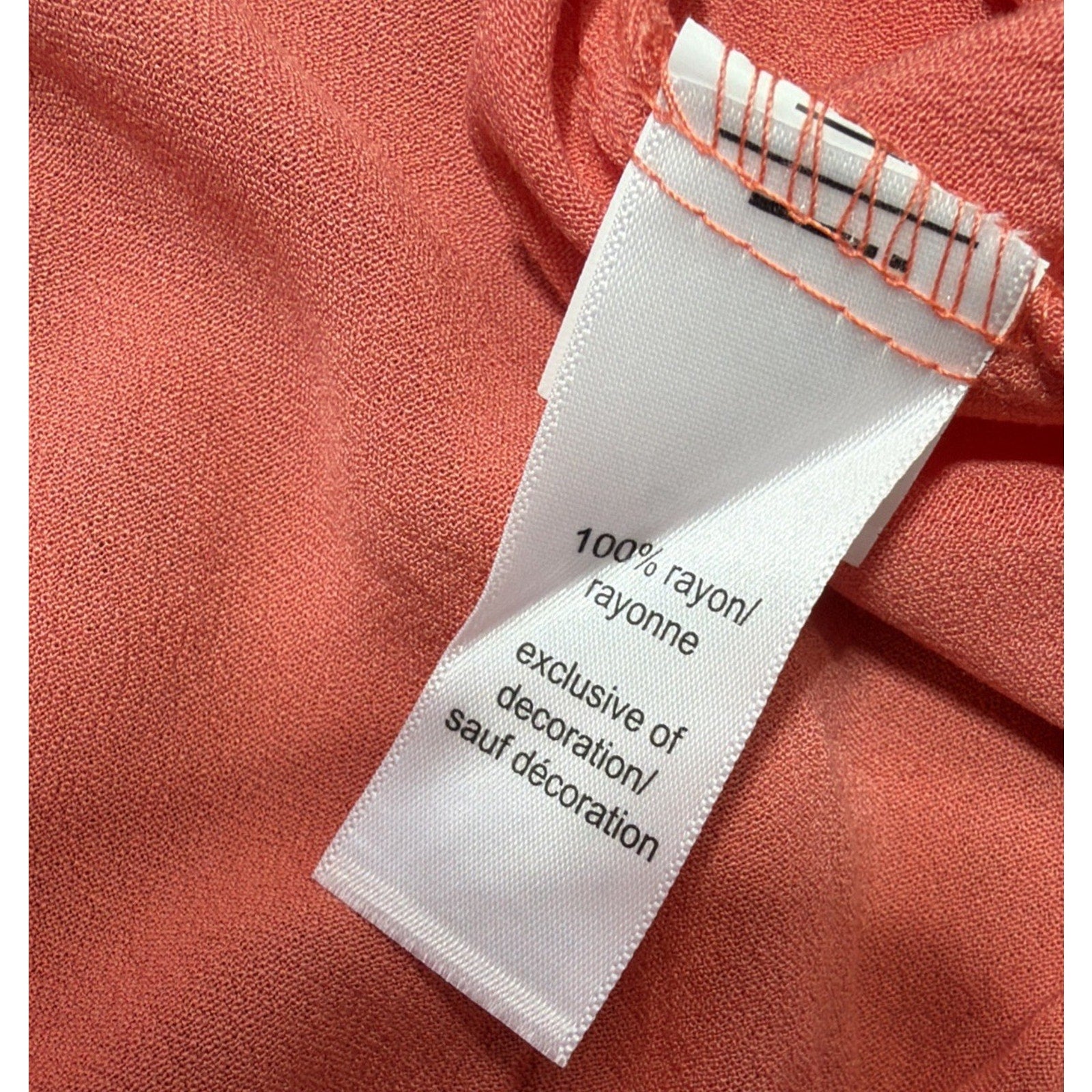 Maurices Women's Blouse 1X Coral Short Sleeve Floral Embroidered Pullover