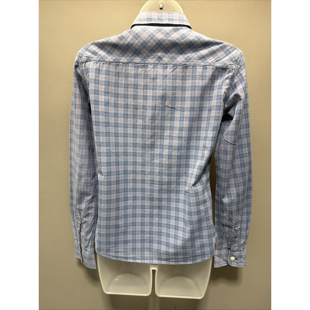 Faherty Women's Blue Plaid Long Sleeve Button Up Shirt Size S Western Cowgirl