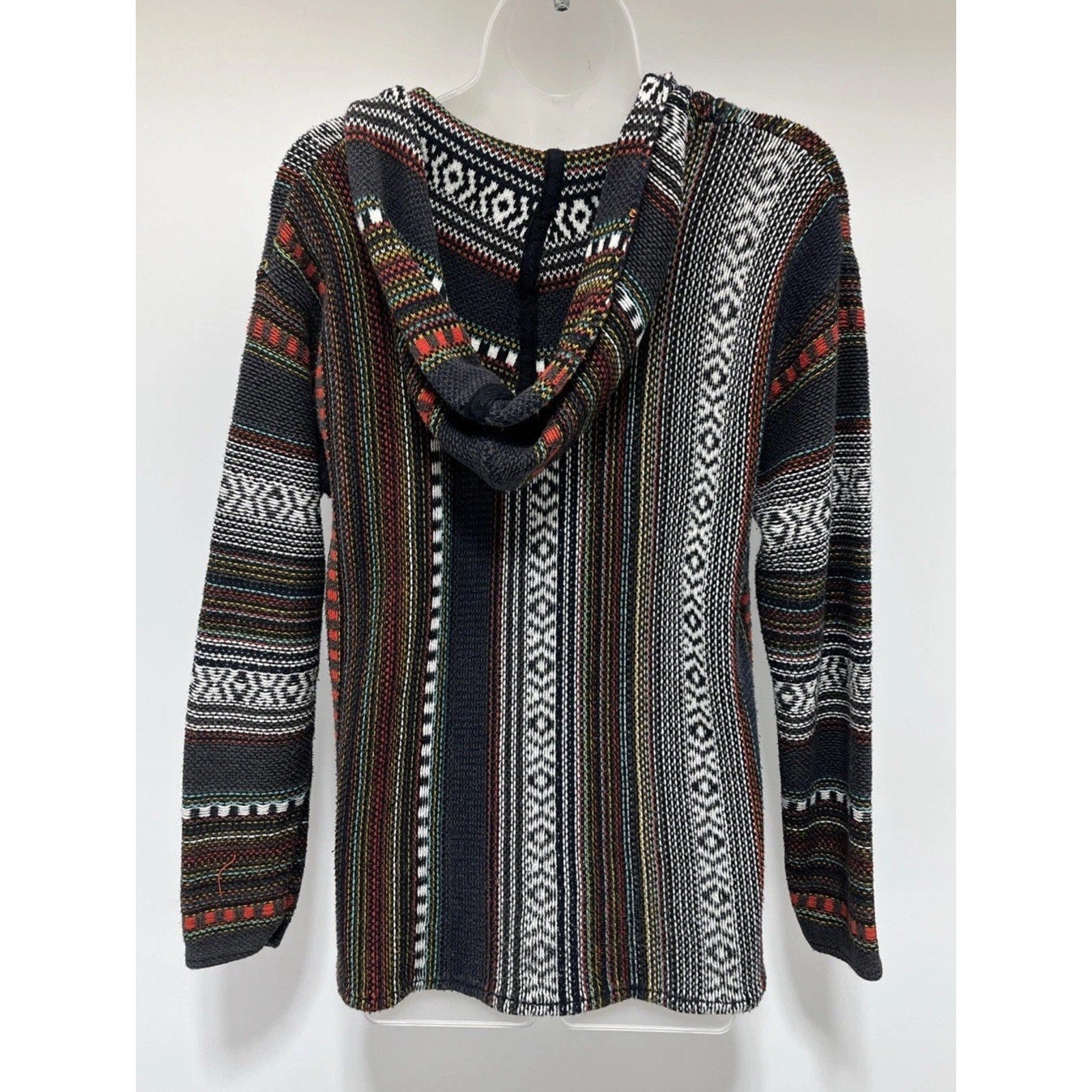 Forever 21 Women's Medium Aztec Surf Knit Hoodie Multi Color Poncho Sweater