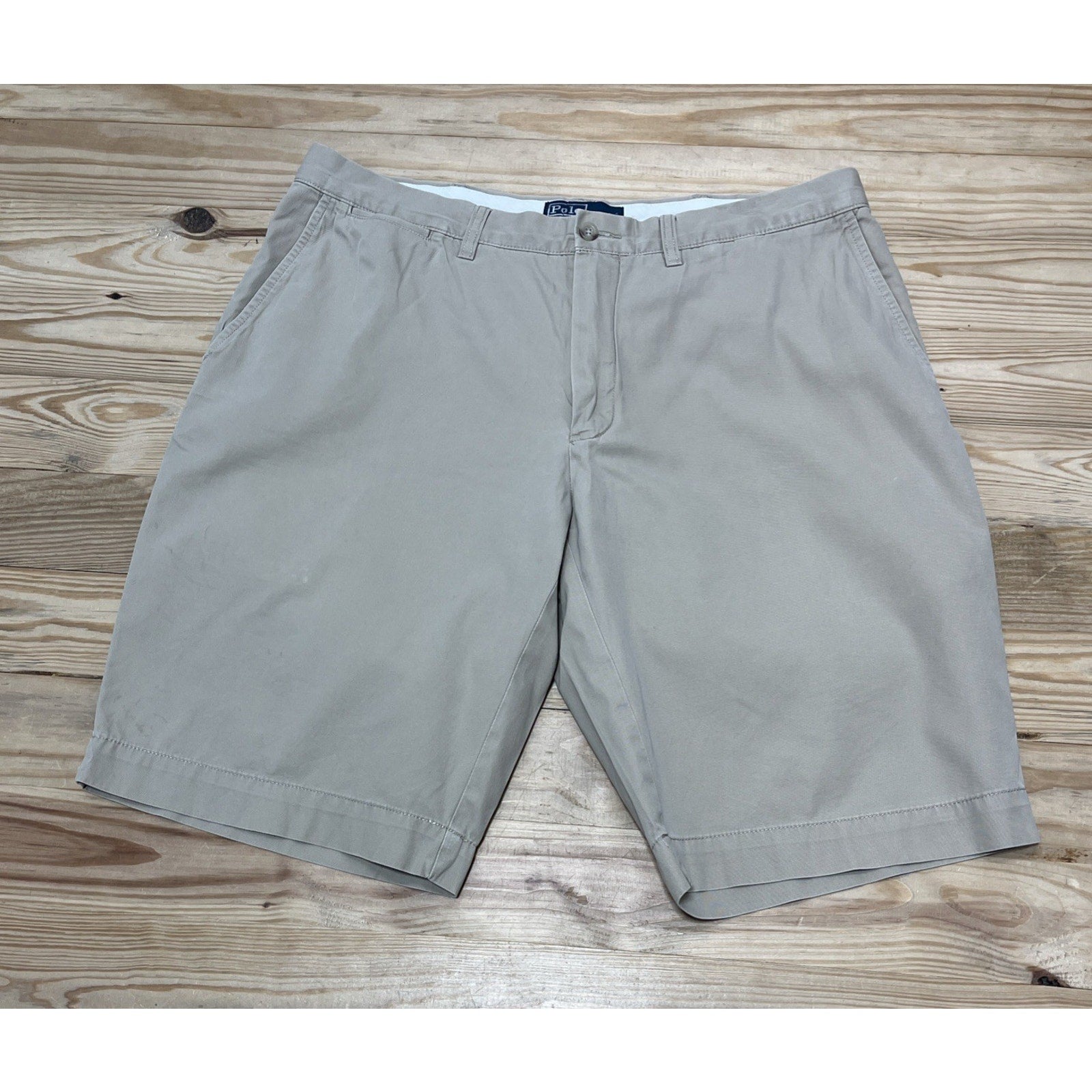 Polo Ralph Lauren Chino Shorts Mens 36 Khaki Blue Pony Classic Fit