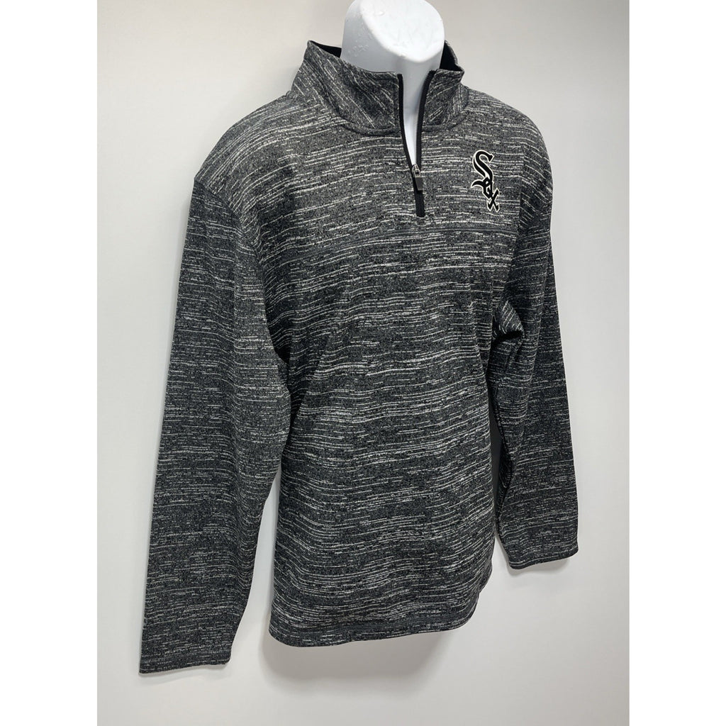 Chicago White Sox Mens Majestic 1/4 Zip Longsleeve Fleece Grey Shirt Size XL EUC