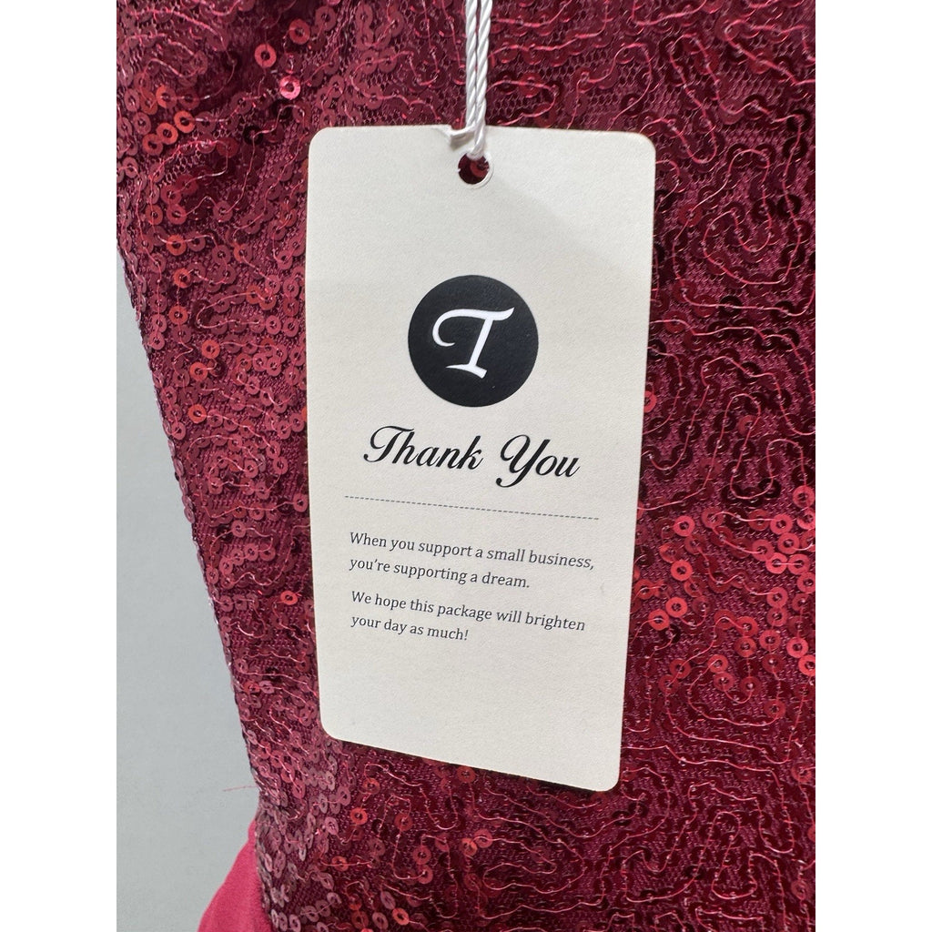 IBAKOM Imagine Better Apparel Red Sleeveless Dance Prom Formal Dress New Size S