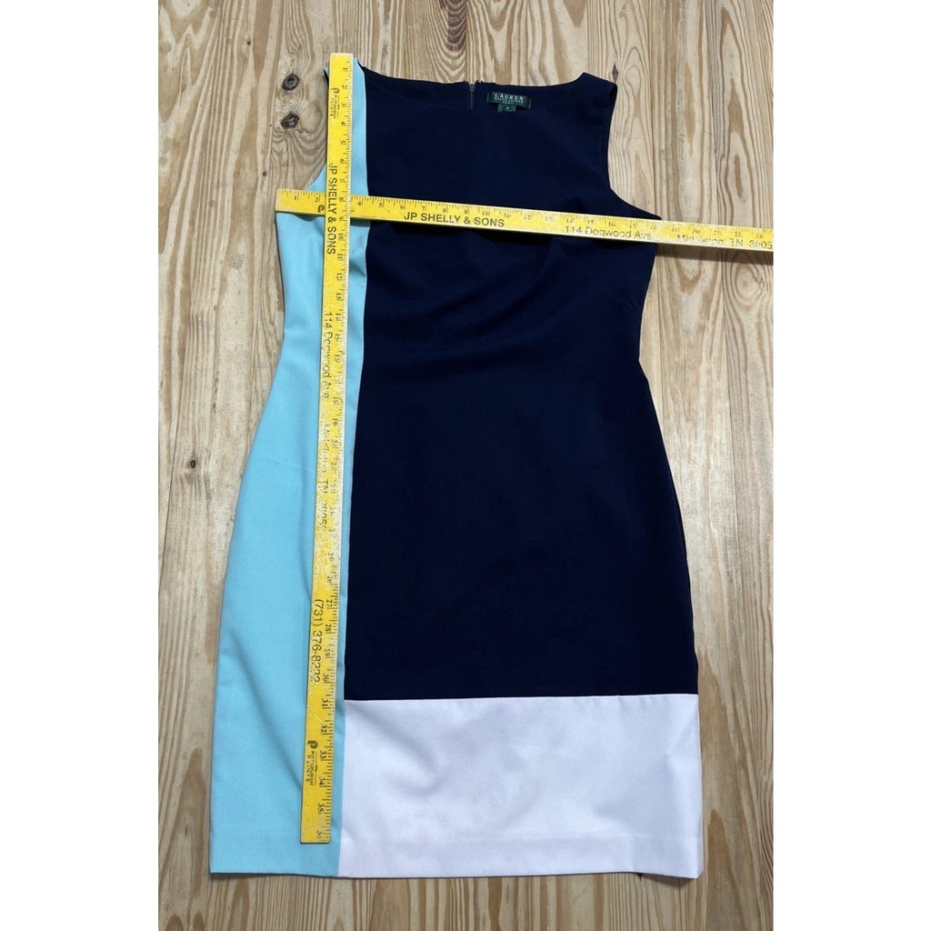 LAUREN RALPH LAUREN Sleeveless Color Block Shift Dress Women's 12 Lined Zipper