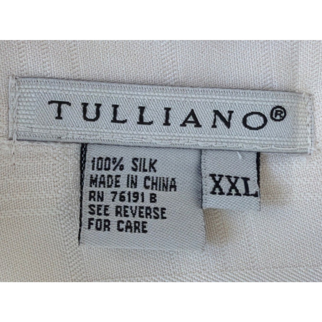 Tulliano Mens 2XL Short Sleeve Button 100% Silk Camp Set Shirt Beach Coastal NWT