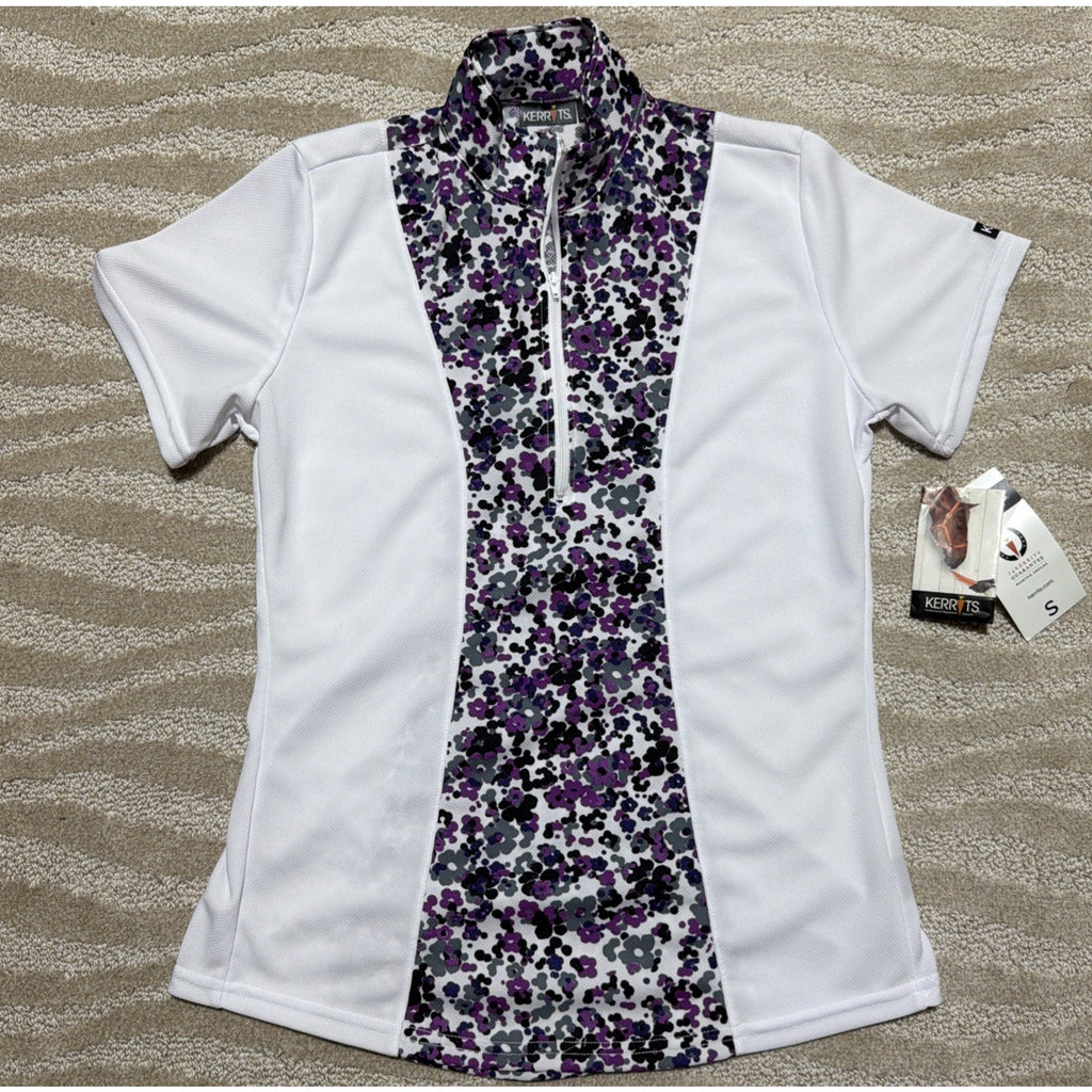 Kerrits Equestrian Cooltek SS Close Contact Riding Shirt-S-Purple Floral NWT