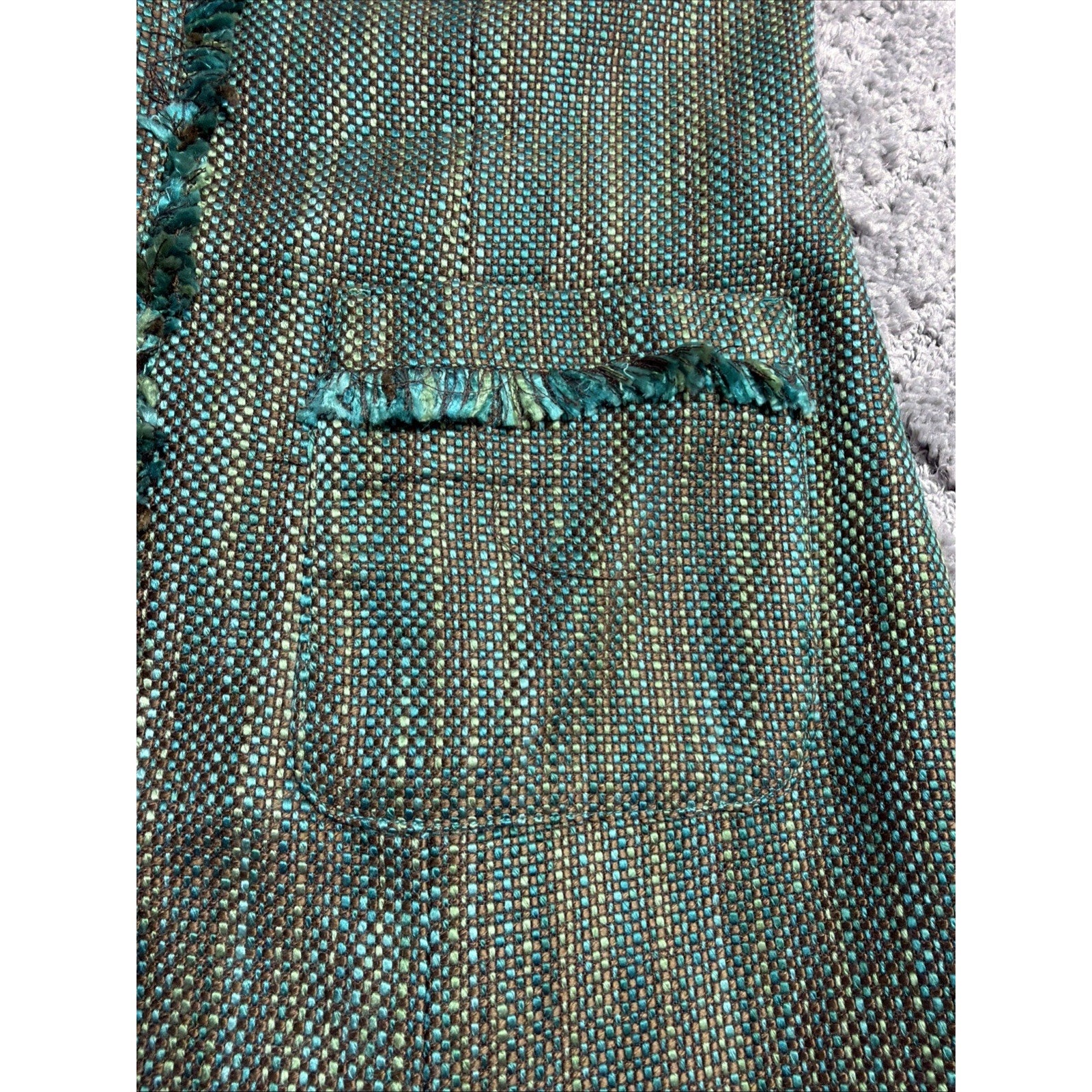 Chadwicks Women's Acrylic Long Sleeve Boho Jacket Blazer Green Lined New Sz 12