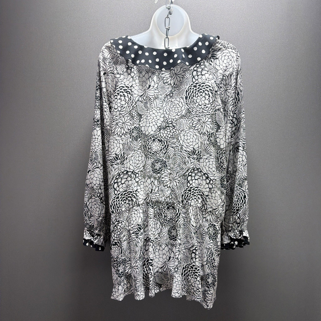 NWT CATO Women’s Long Sleeve Blouse Black/white Floral Plus Size 22/24