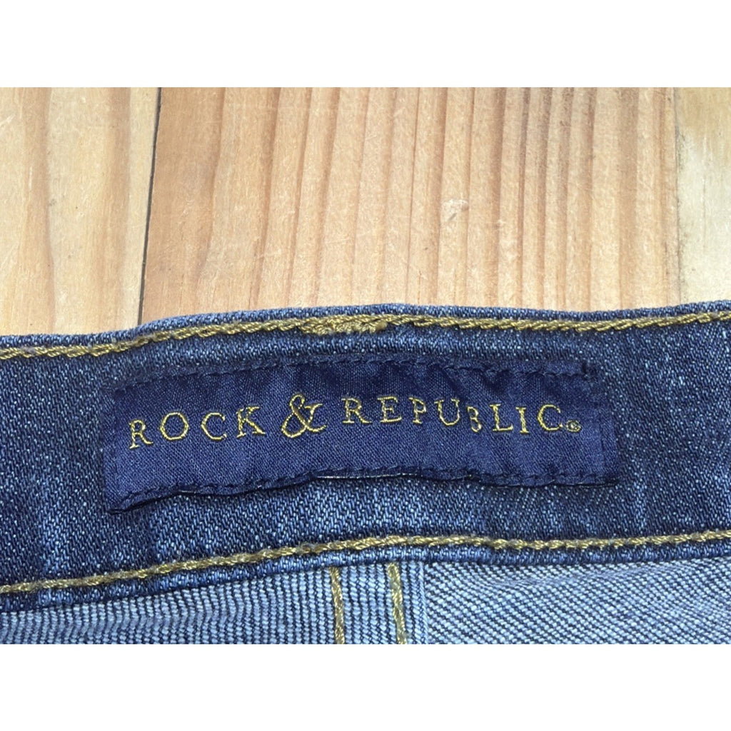 Rock & Republic Kasandra Mid Rise Bootcut Jean Embellished Jeans Size 8 Stretch