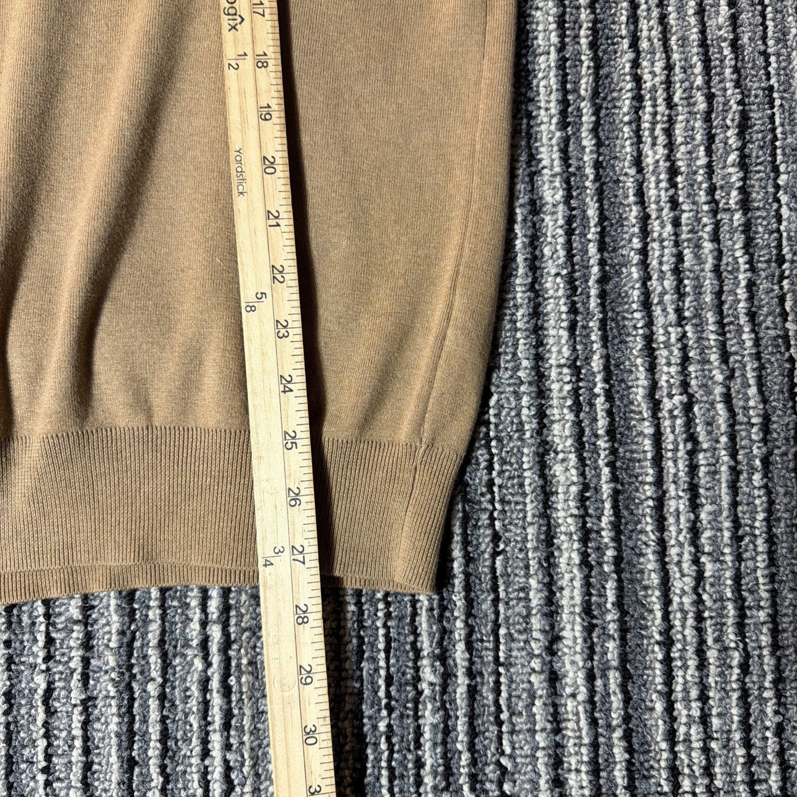 Polo Ralph Lauren Tan Pima Cotton Long Sleeve Sweater Burgundy Pony Size Medium