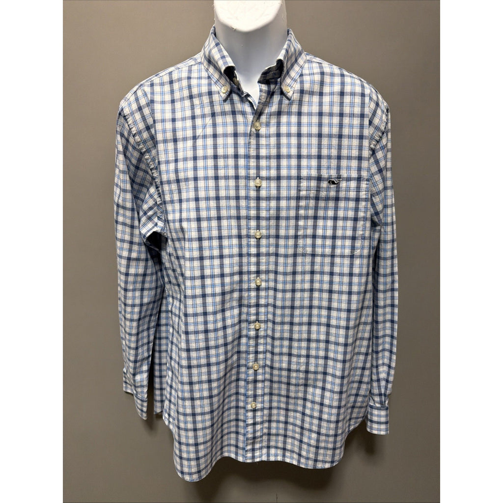 Vineyard Vines Slim Fit Tucker Shirt Men's Large Long Sleeve Blue Plaid