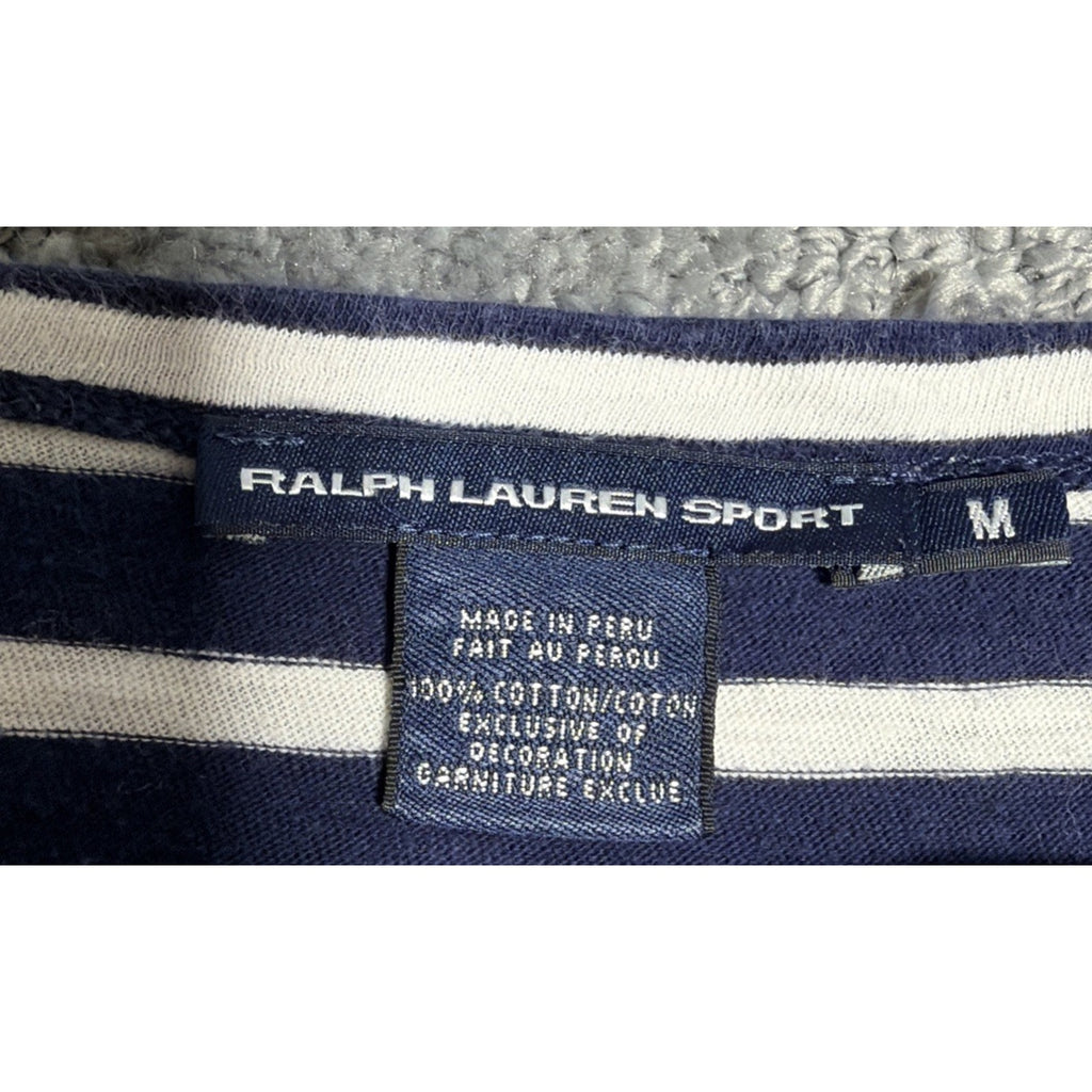 Women’s Ralph Lauren Sport M Long Sleeve Striped Pullover Top Flaw