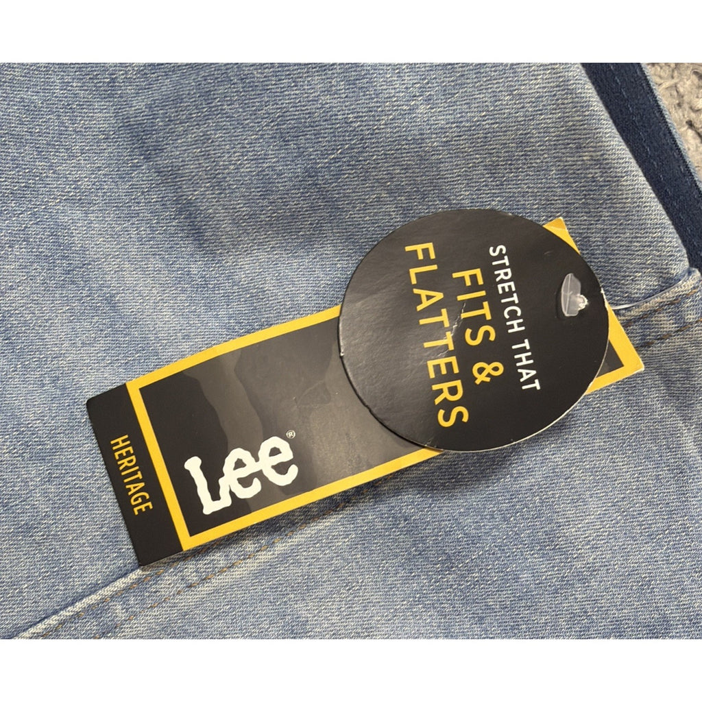 New Lee Jeans Blue Denim Pull On Stretch Anit-Roll Waste Slimming Flare 36x32