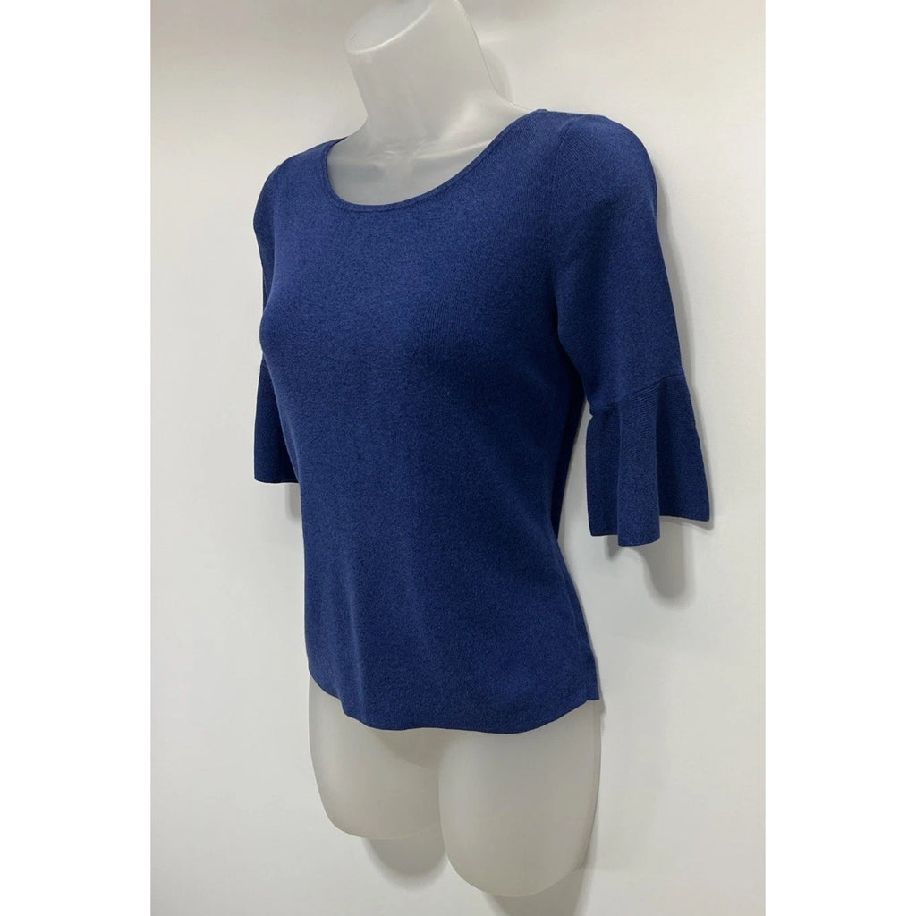 Talbots Women’s S 65% Cotton Dark Blue Ruffle Sleeve Knit Top XS