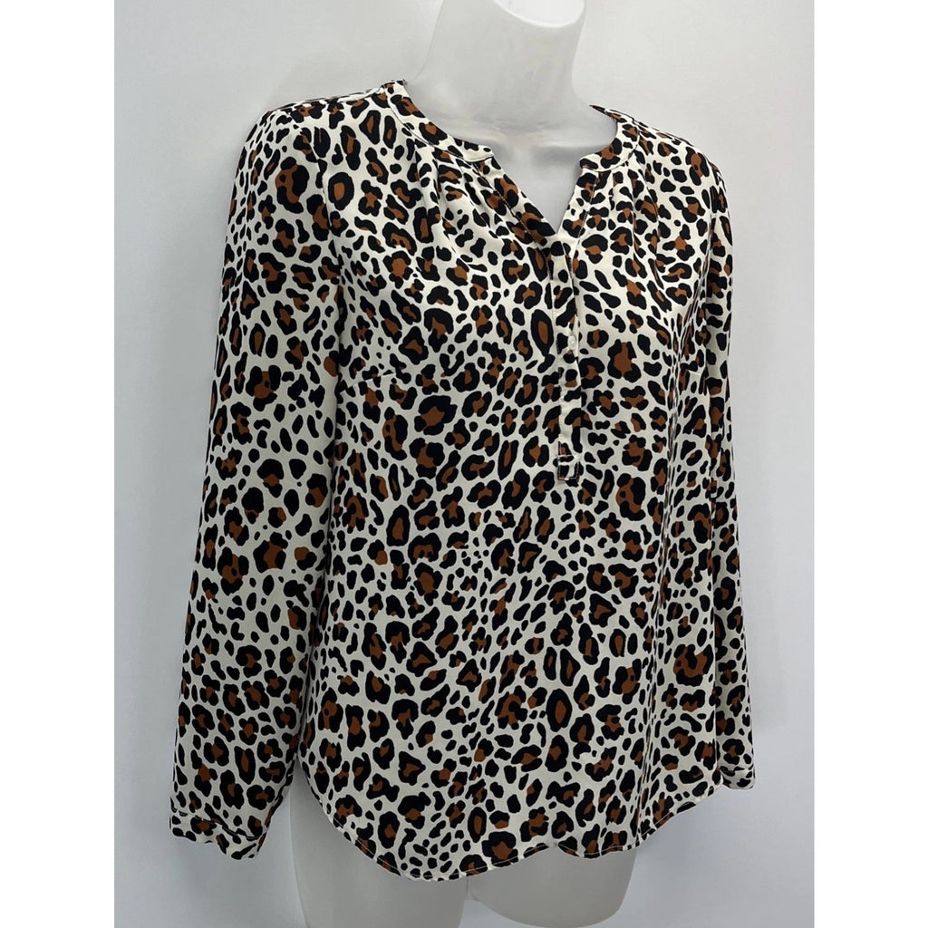 Talbots Plus Sz Small Petite leopard Popover blouse print top blouse tunic shirt