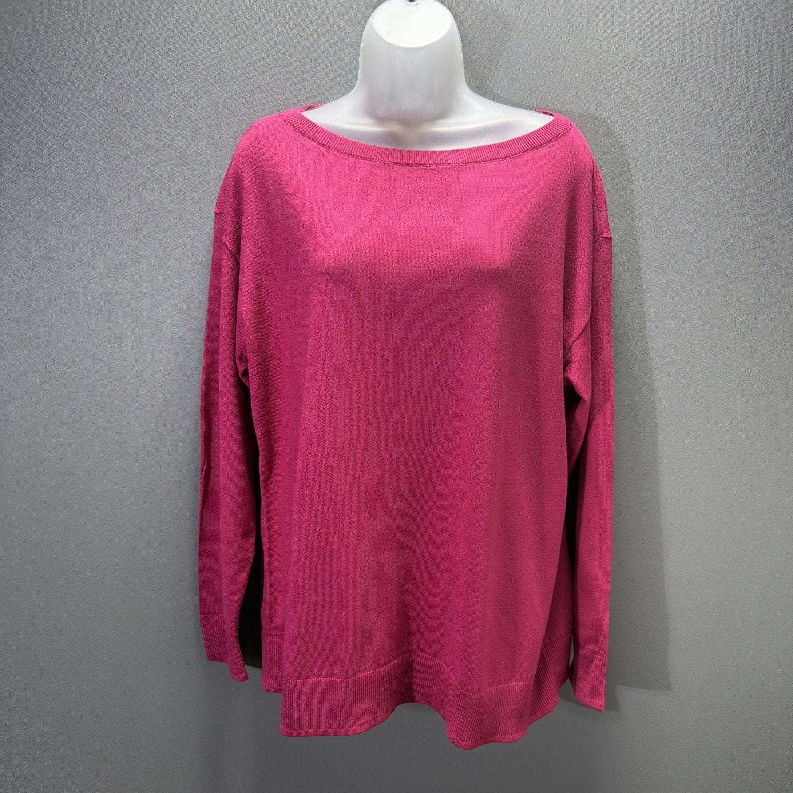 Lane Bryant Sweater Womens 14/16 Pink Boat Neck Tunic Sweater Pullover NWT