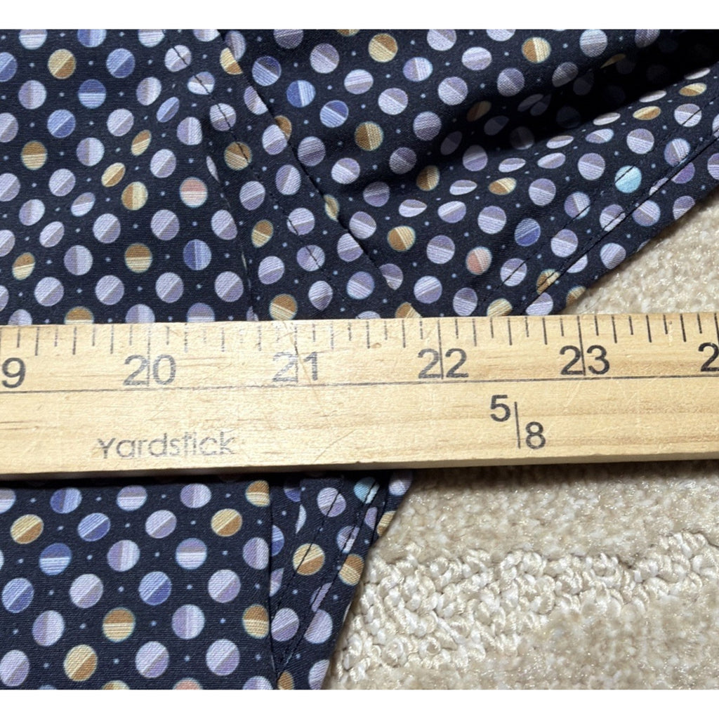 LUGANO Switzerland Multi Color Dot Print Button Down Dress Shirt Stretch Size L