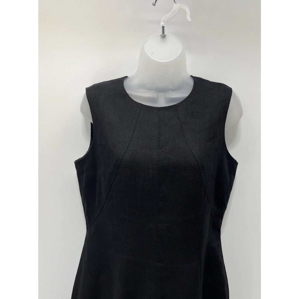 Talbots Irish Linen Black Formal Business Casual Lined Dress Sleeveless Size 8