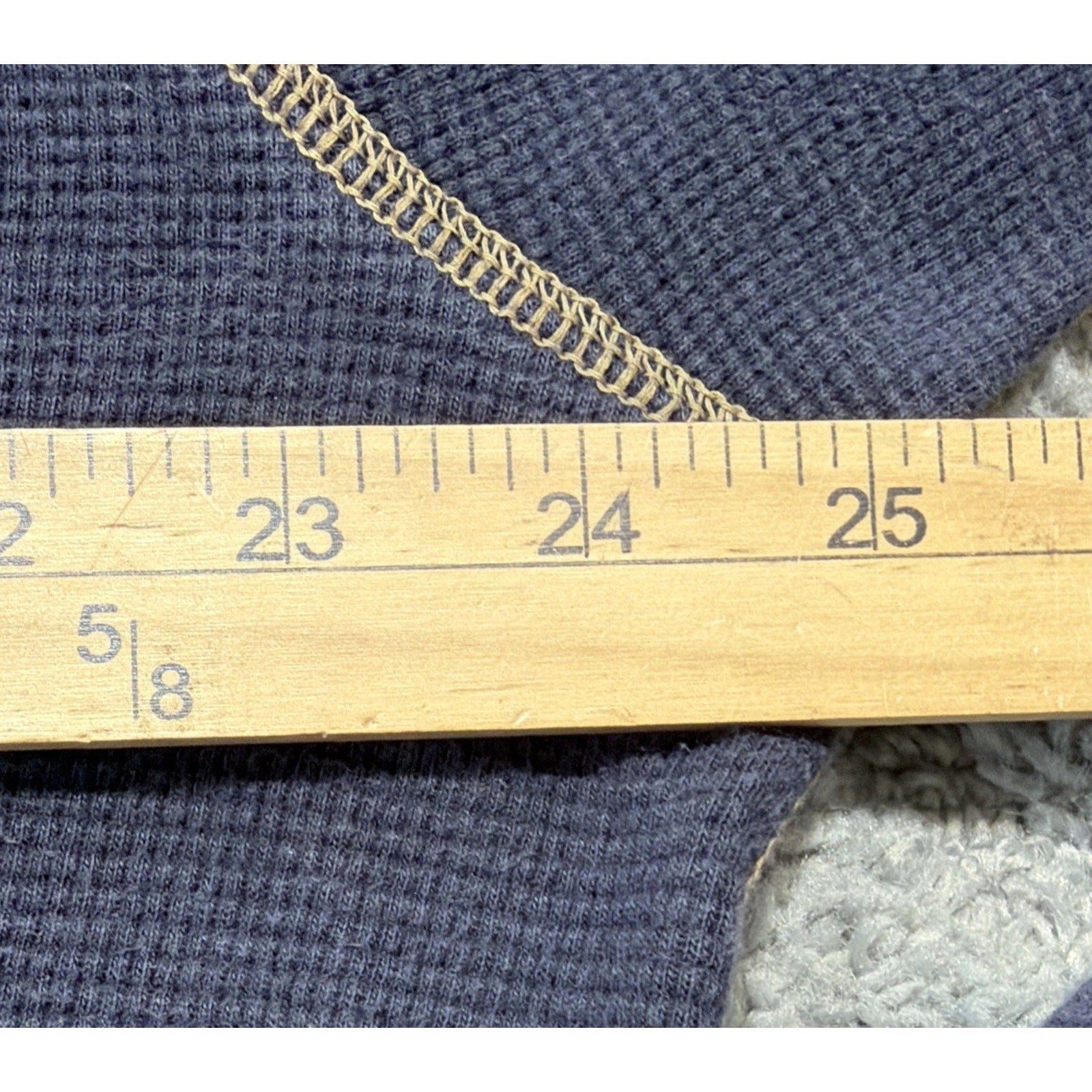 Men's Navy Blue Eddie Bauer Waffle Knit Shirt Long Sleeve 100% Cotton Size M Y2K