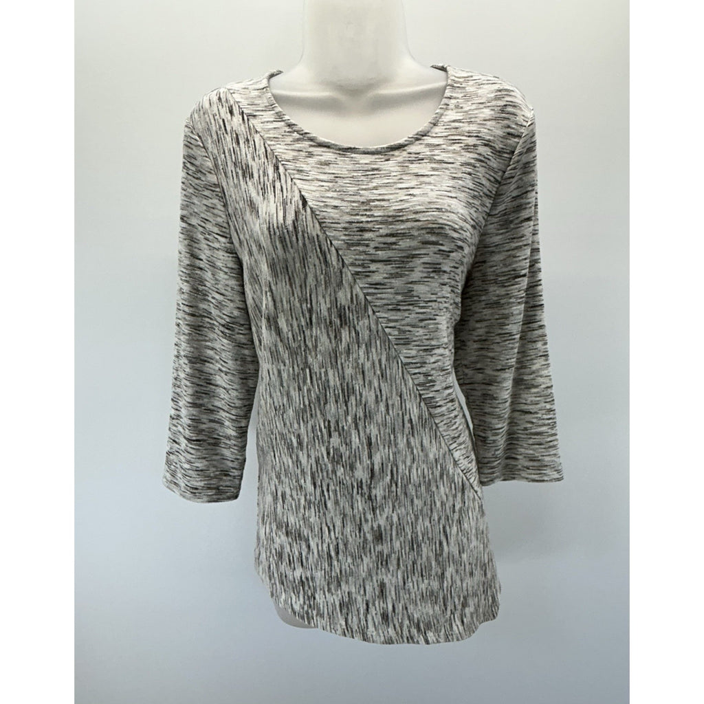 Chicos Shirt Women's 1 Medium mimi marble spacedye heather wrap 3/4 Sleeve.