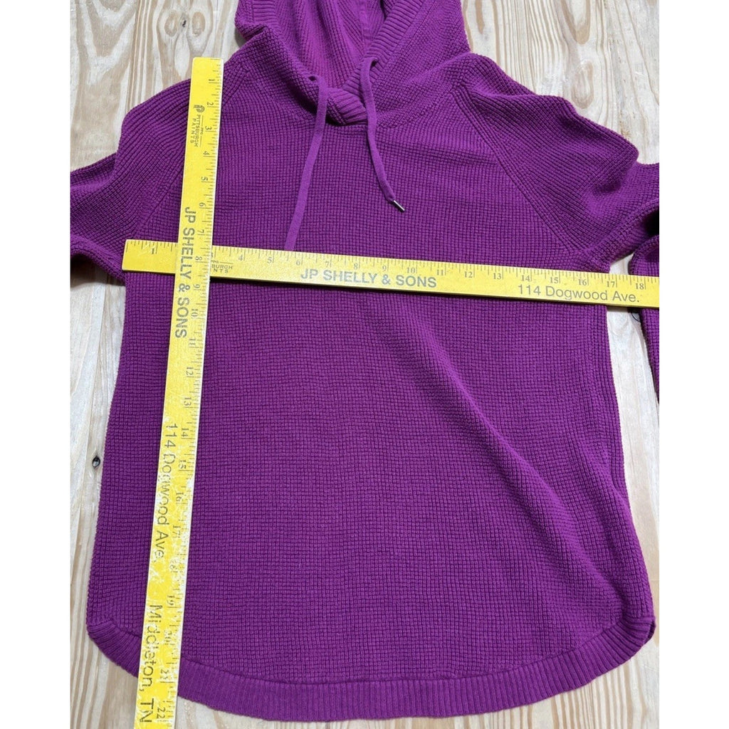 Lauren Ralph Lauren Hooded Sweater Womens Size Medium Cranberry Waffle Knit