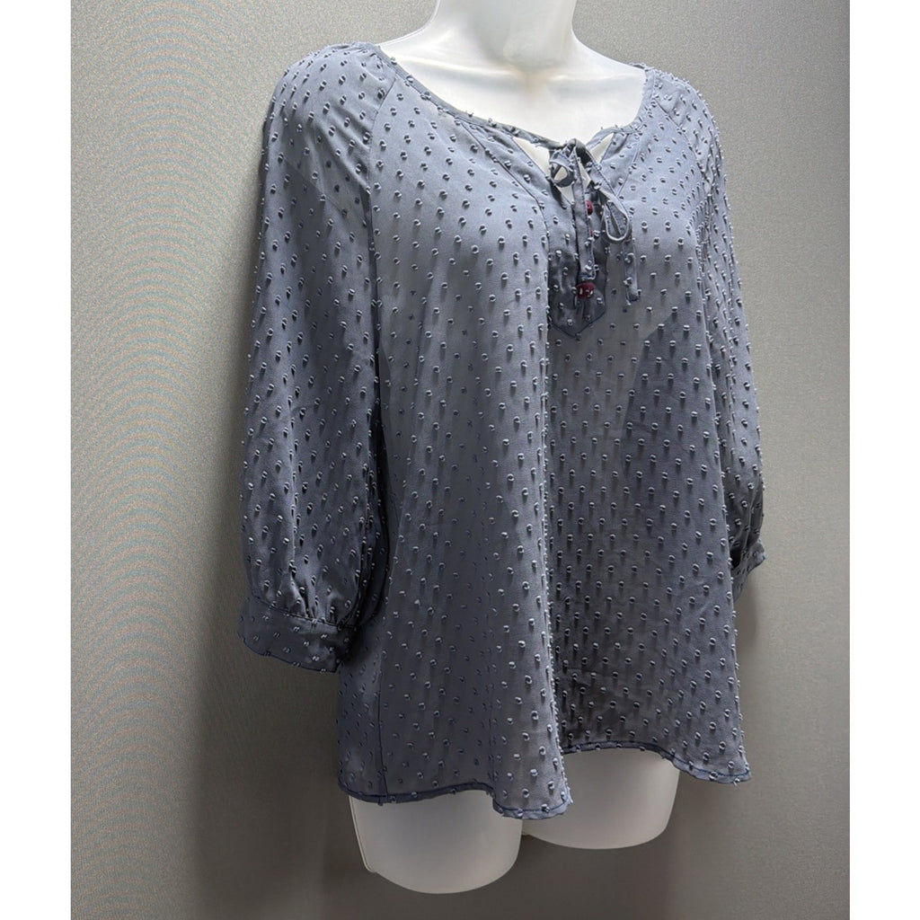 Matilda Jane Blouse Womens XS Blue Swiss Dot Castle Rock Paint by Numbers Top