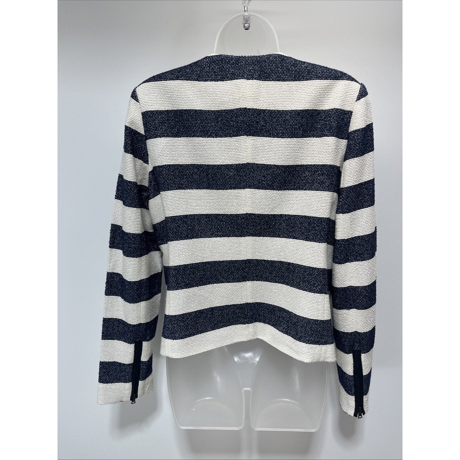 NWT Gap Size 10 Navy & white Striped twill Full zip Lined jacket 100% Cotton