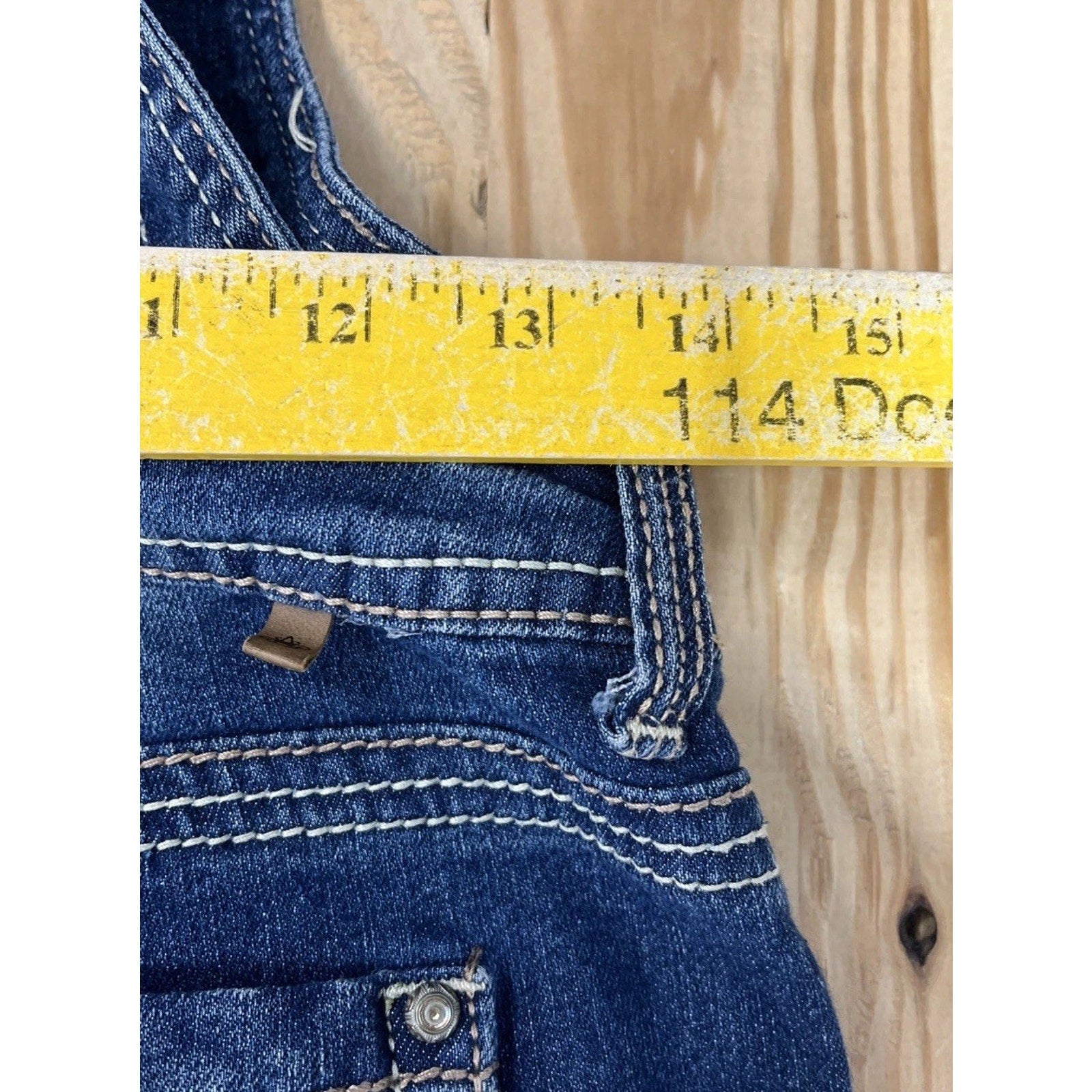 Almost Famous Denim Overall Shorts Shortall Distressed Sz. 1
