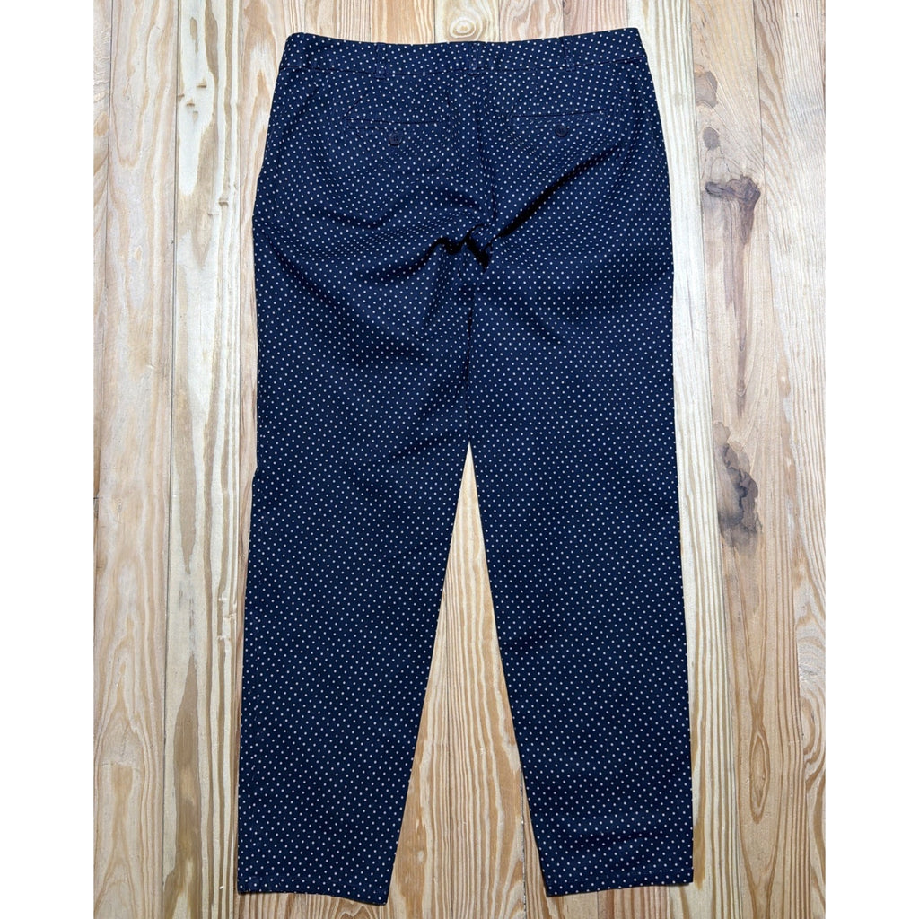 Talbots Women 10 The Weekend Chino Ankle Pants Polka Dot Navy Flat Front Stretch