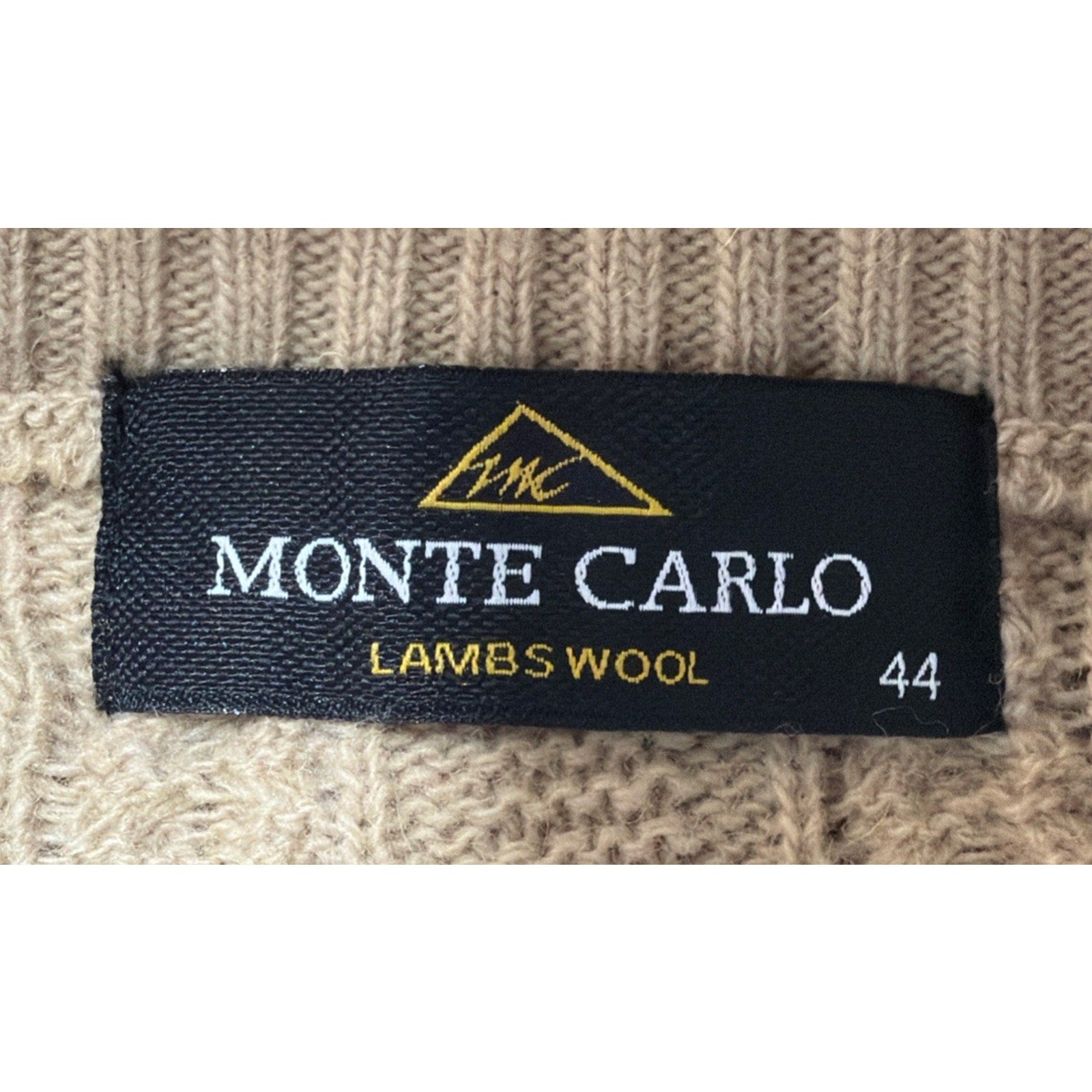 Monte Carlo Men Sz 44 Button Up Brown Lambs Wool Sweater Vest Cable Knit