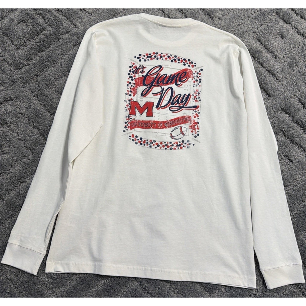 Ole Miss Rebels Champion Football Pocket Solid Gameday T-Shirt White M Excellent