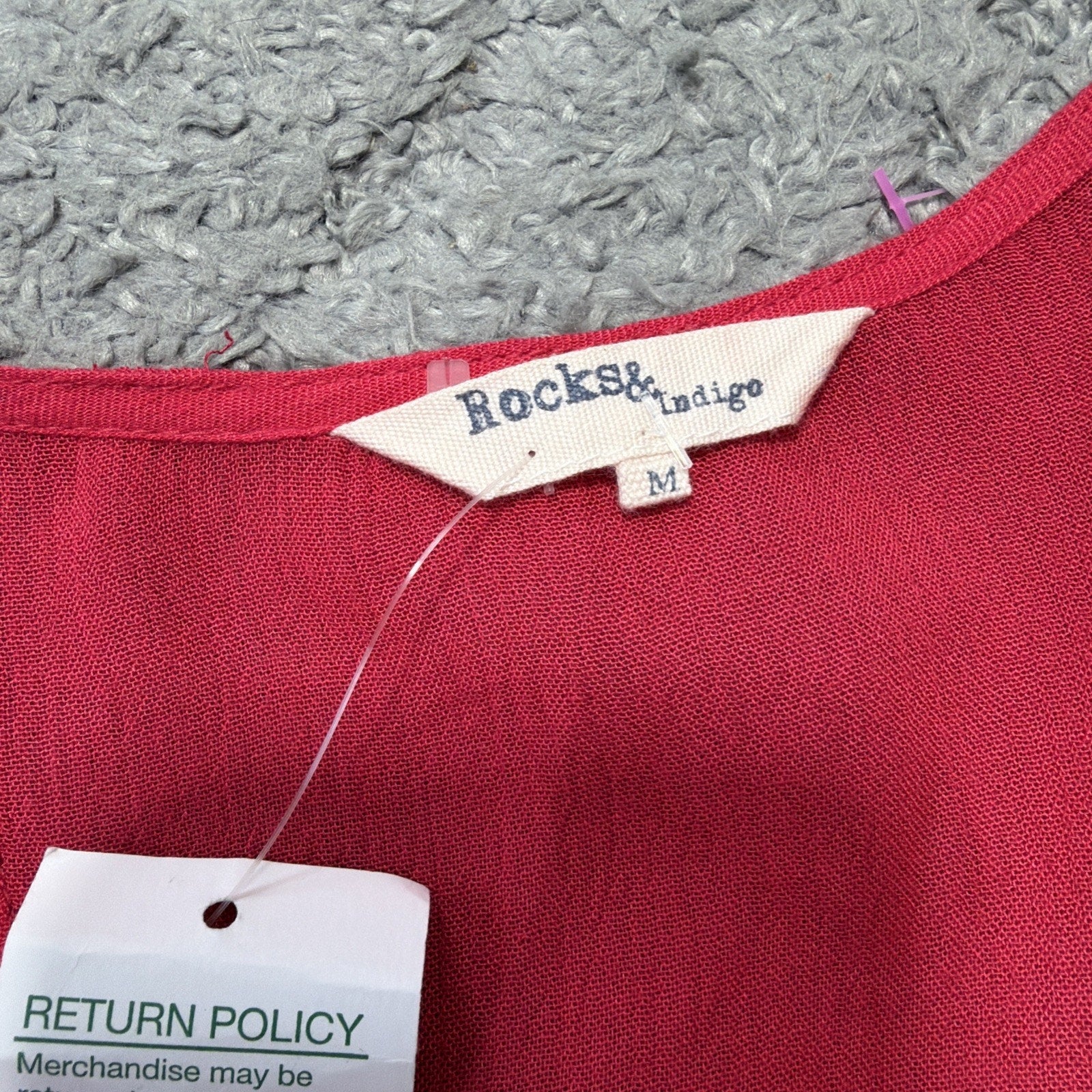 Rock & Indigo Womens Blouse Sz Meduim Red Ruffle Long Sleeve peasant NWT