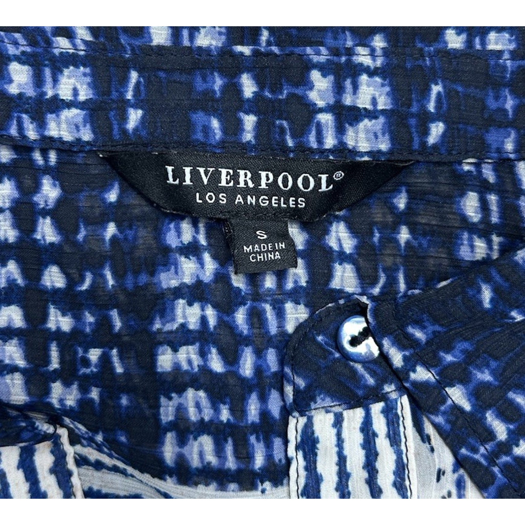 Liverpool Los Angeles Button Front Collared Blouse Grecian Tile Size SMALL.