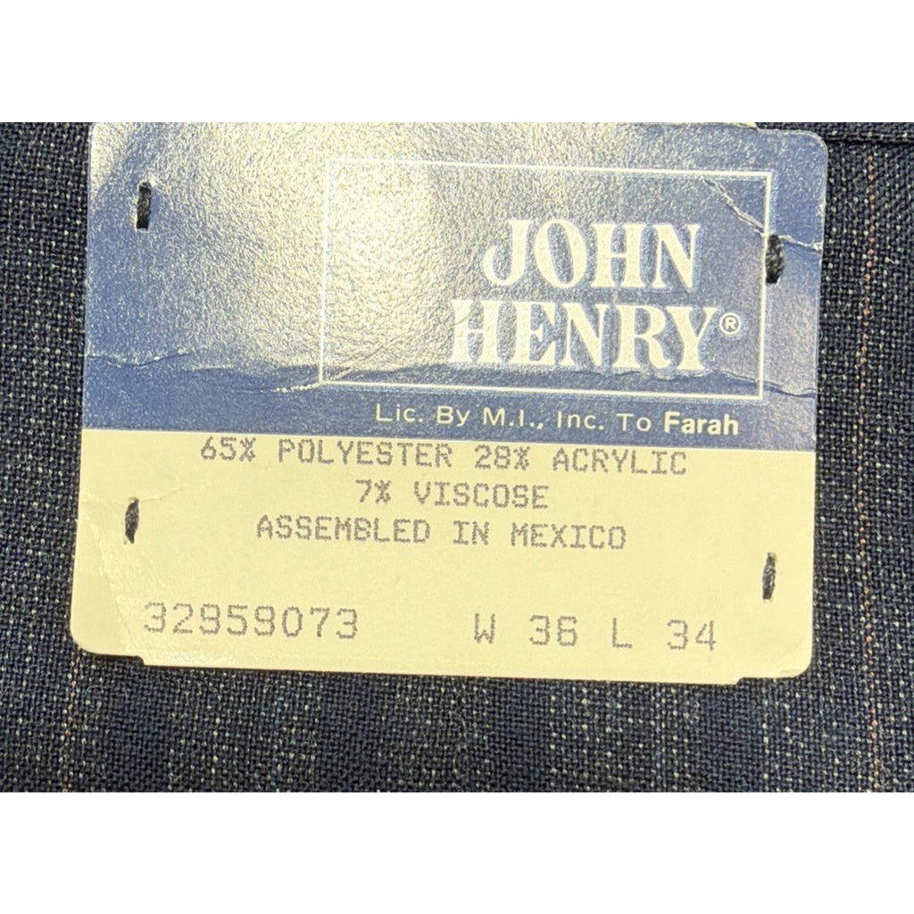 Vintage John Henry Farah Mens Dress Pants 36x34 Blue Pinstripe Slacks NWT Retro
